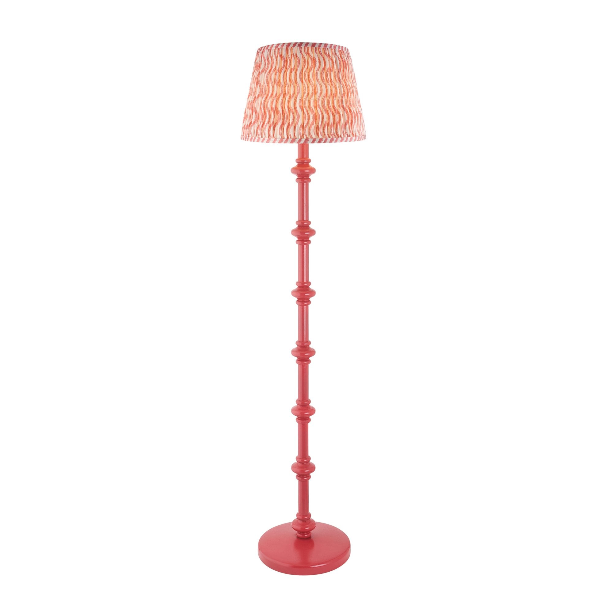 Endon Carnaby Satin Pink Clay Floor Lamp & Ripple 35cm Coral Pink Shade
