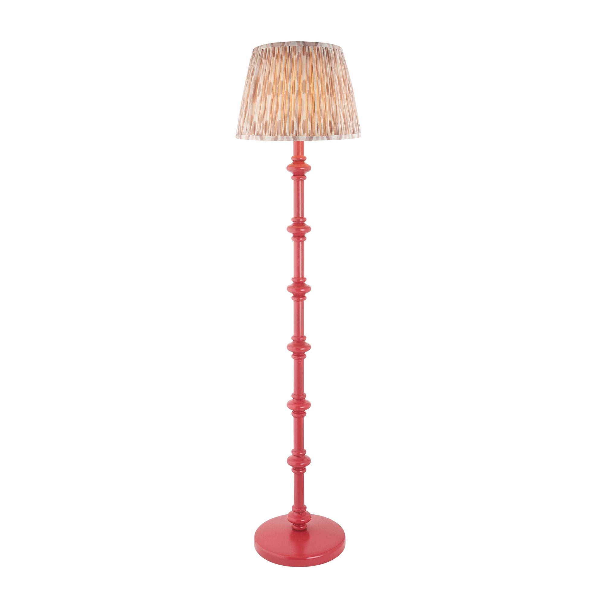 Endon Carnaby Satin Pink Clay Floor Lamp & Ikat 35cm Neutral Shade