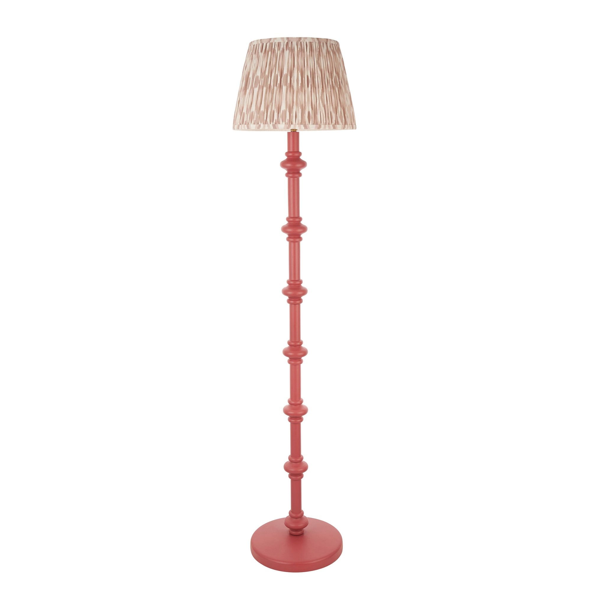Endon Carnaby Satin Pink Clay Floor Lamp & Ikat 35cm Neutral Shade