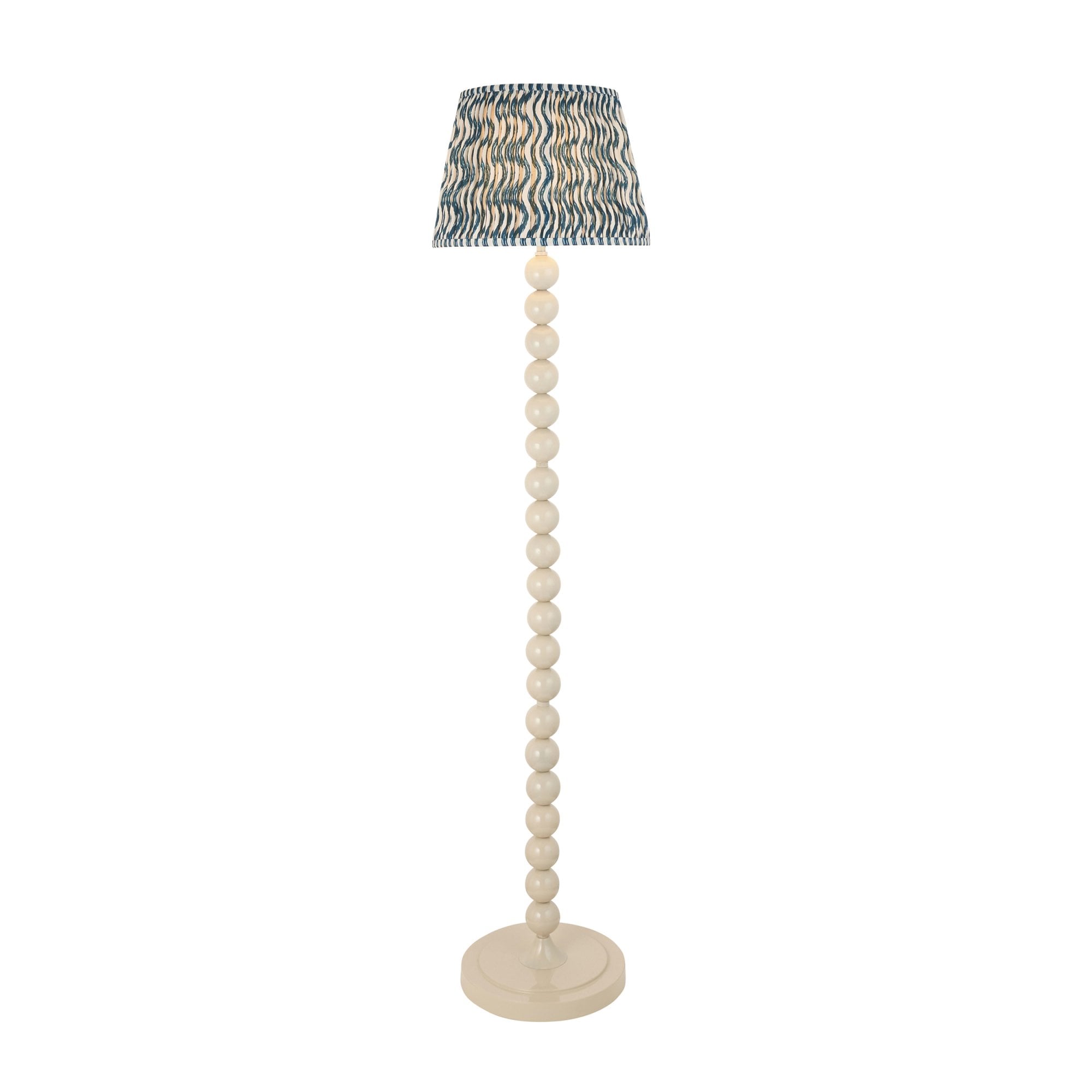 Endon Higgledy Gloss Almond White Floor Lamp & Ripple 35cm Marlin Blue Shade