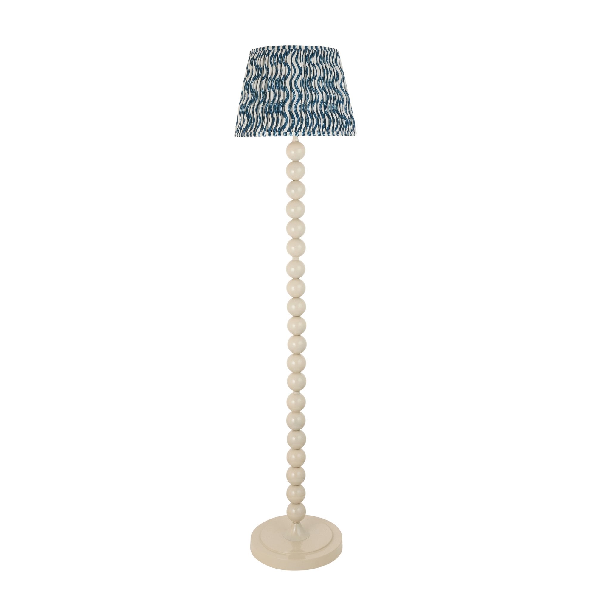 Endon Higgledy Gloss Almond White Floor Lamp & Ripple 35cm Marlin Blue Shade