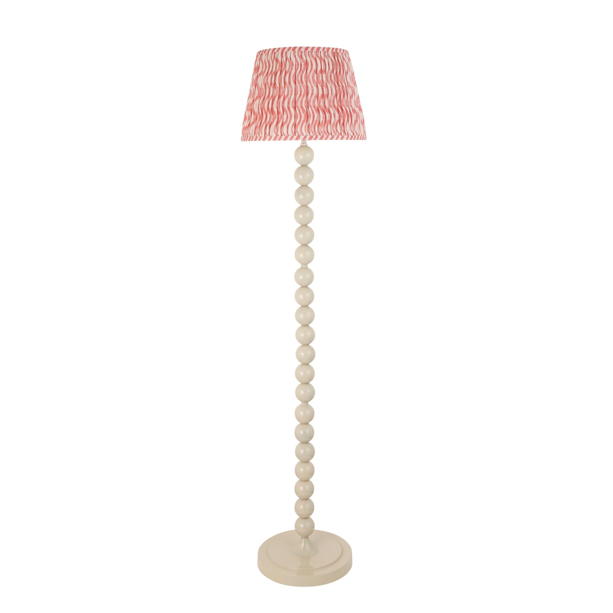 Endon Higgledy Gloss Almond White Floor Lamp & Ripple 35cm Coral Pink Shade