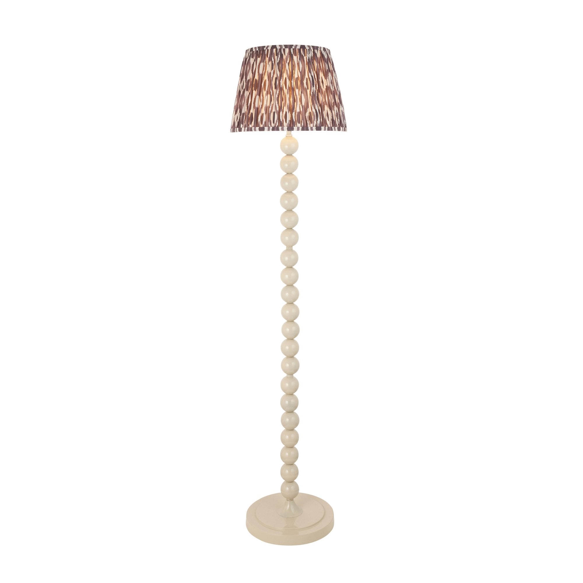 Endon Higgledy Gloss Almond White Floor Lamp & Ikat 35cm Pearl Grey Shade