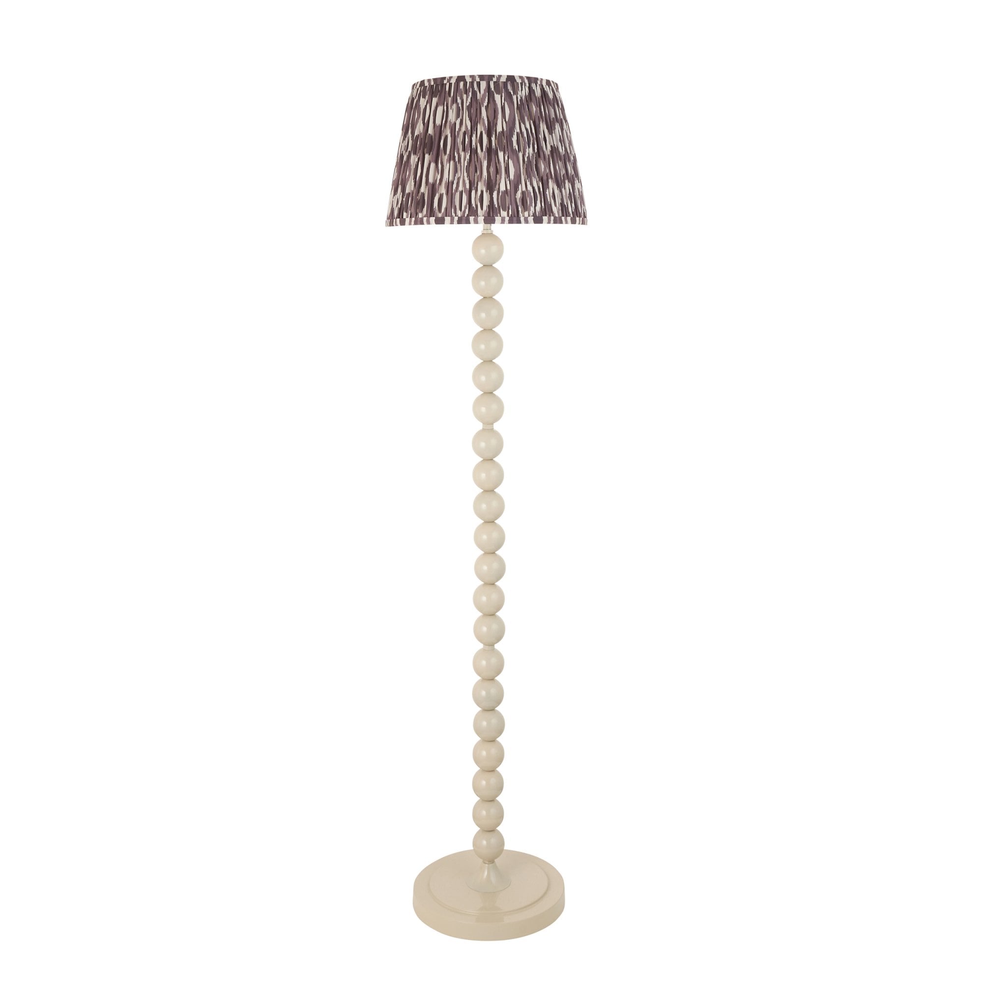 Endon Higgledy Gloss Almond White Floor Lamp & Ikat 35cm Pearl Grey Shade