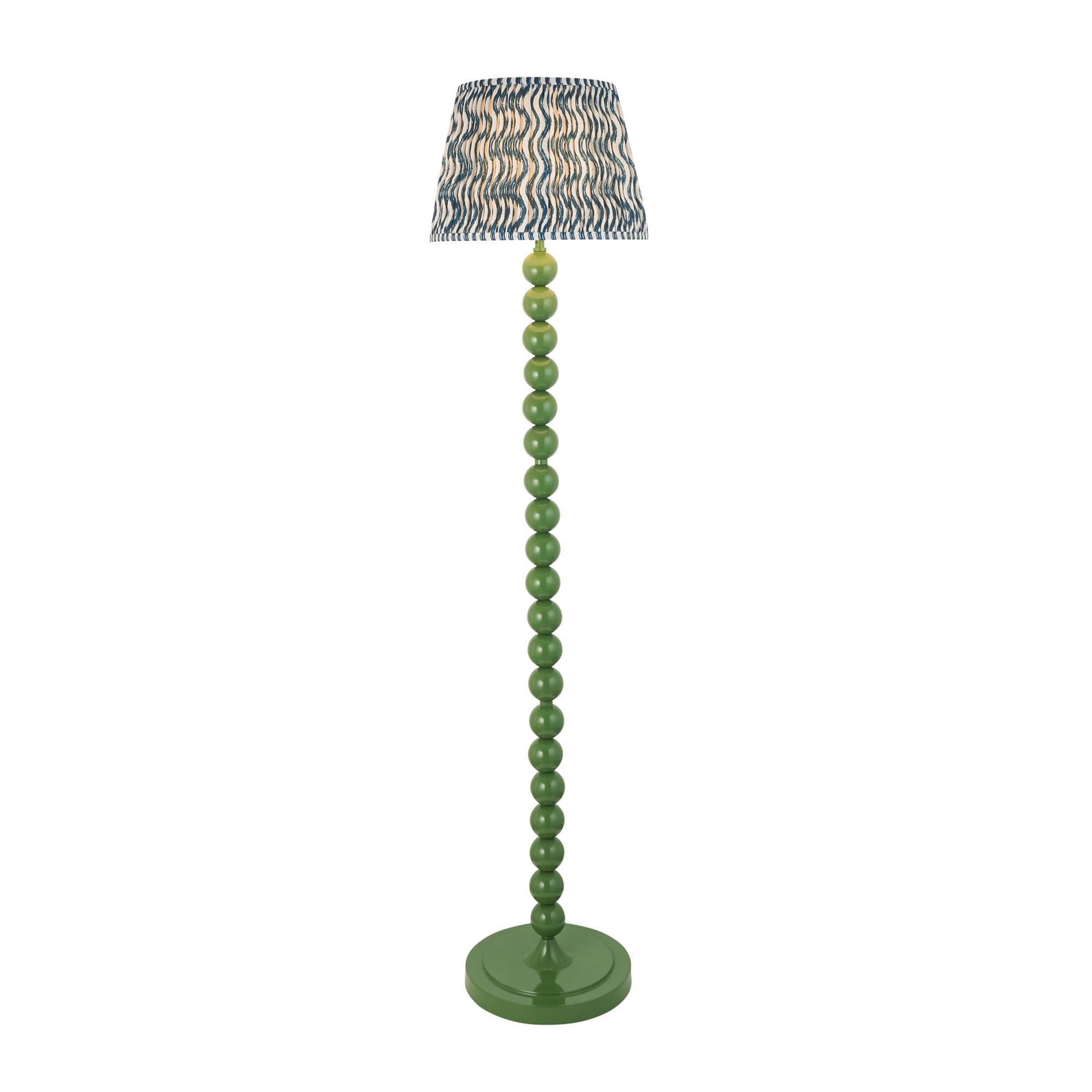 Endon Higgledy Gloss Cotswold Green Floor Lamp & Ripple 35cm Marlin Blue Shade