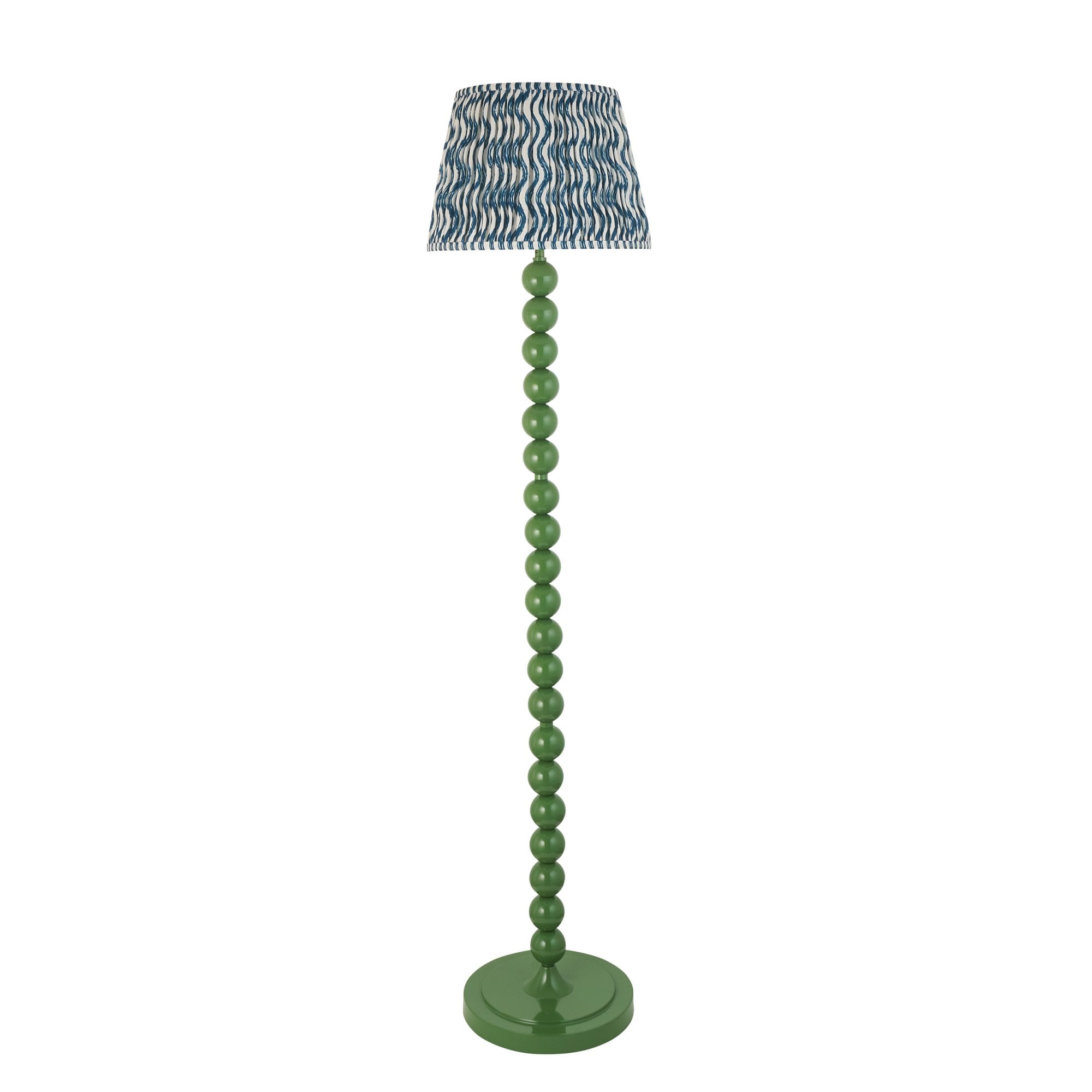 Endon Higgledy Gloss Cotswold Green Floor Lamp & Ripple 35cm Marlin Blue Shade