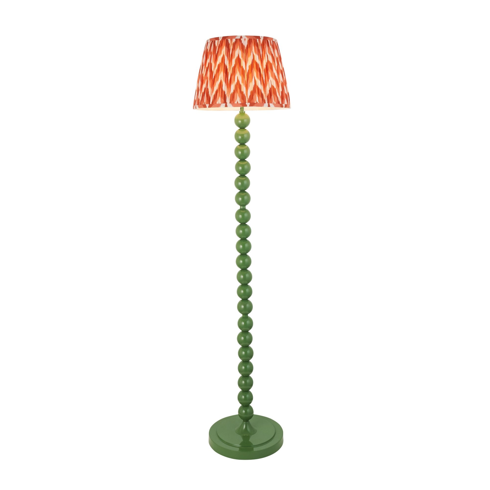 Endon Higgledy Gloss Cotswold Green Floor Lamp & Zigzag 35cm Apricot Orange Shade