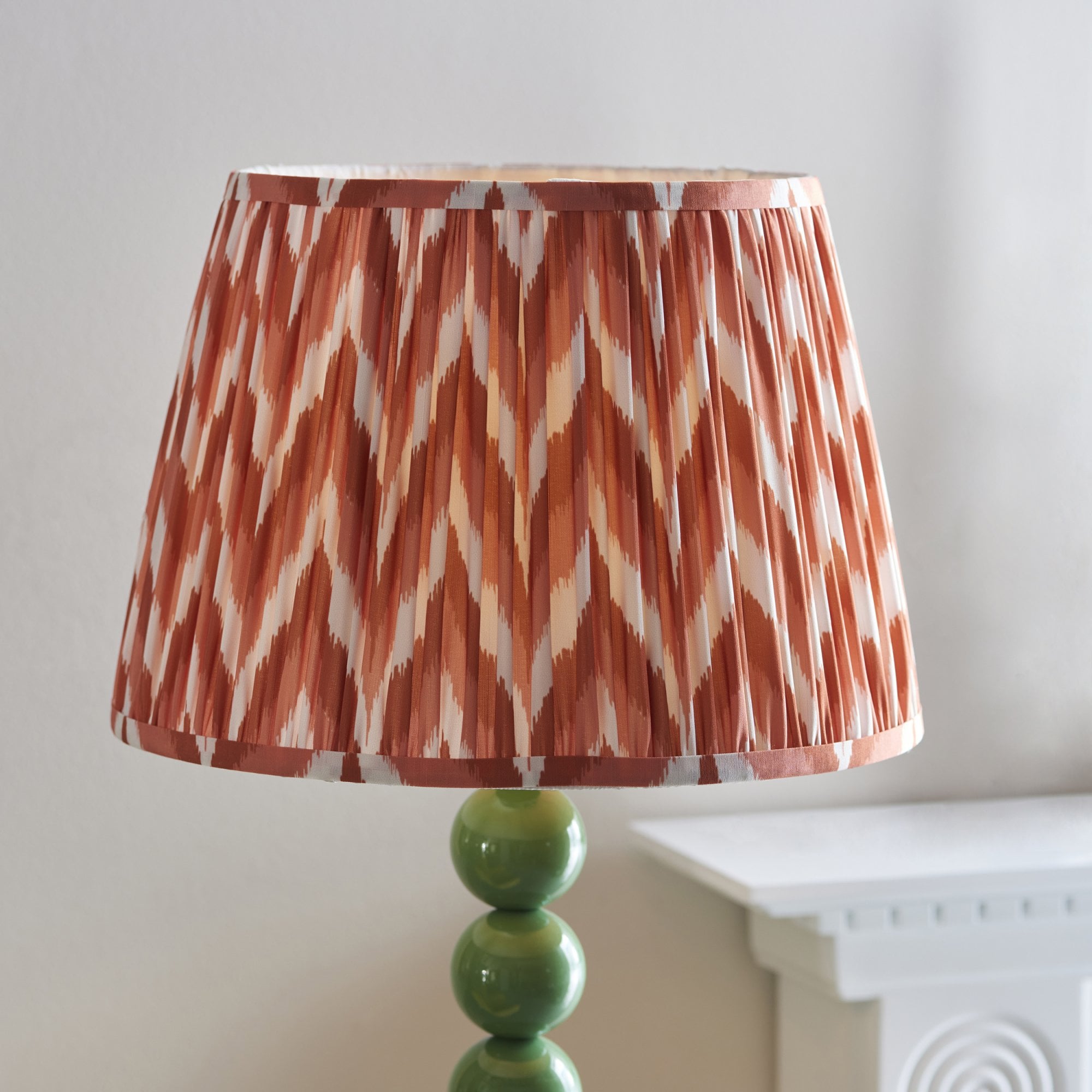 Endon Higgledy Gloss Cotswold Green Floor Lamp & Zigzag 35cm Apricot Orange Shade