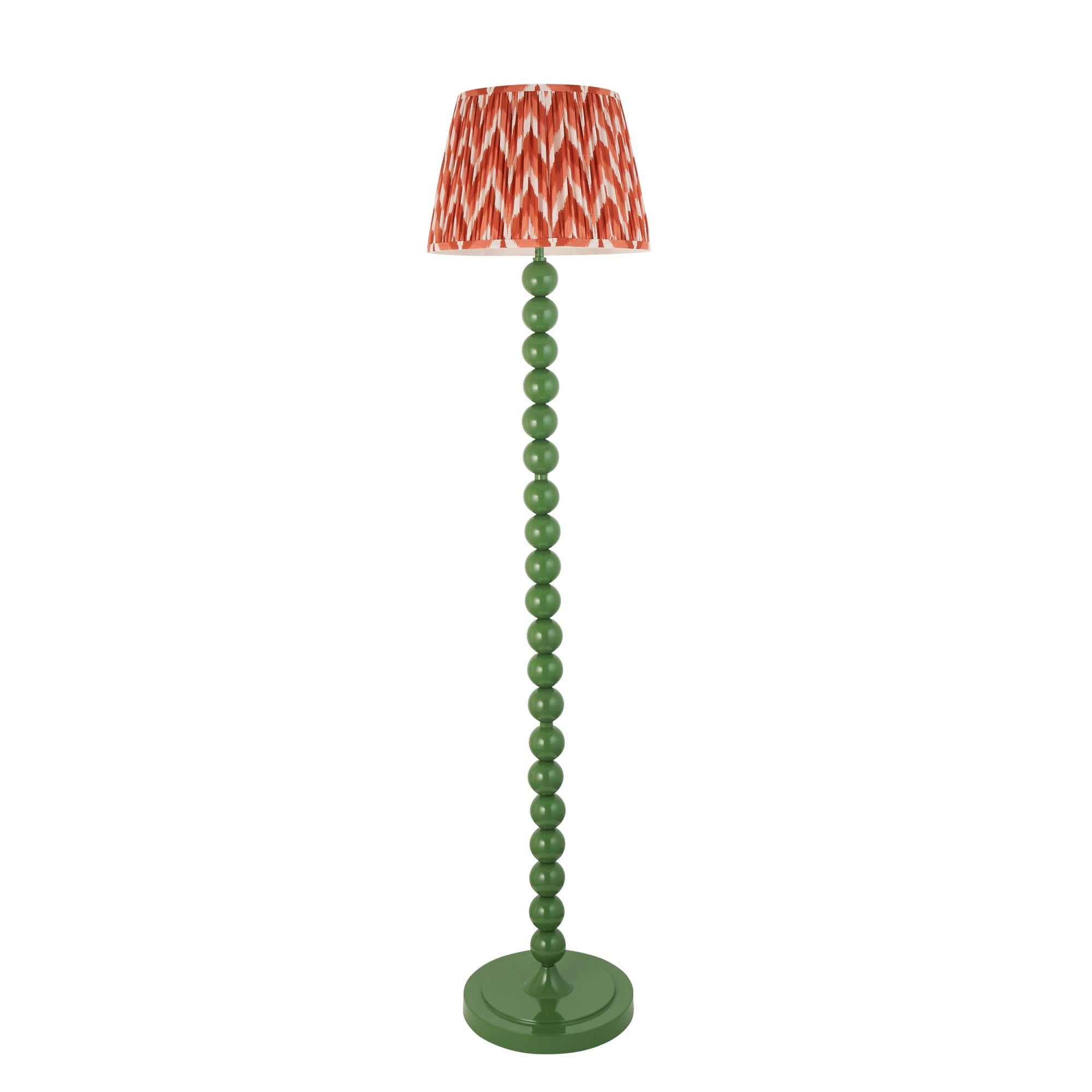 Endon Higgledy Gloss Cotswold Green Floor Lamp & Zigzag 35cm Apricot Orange Shade