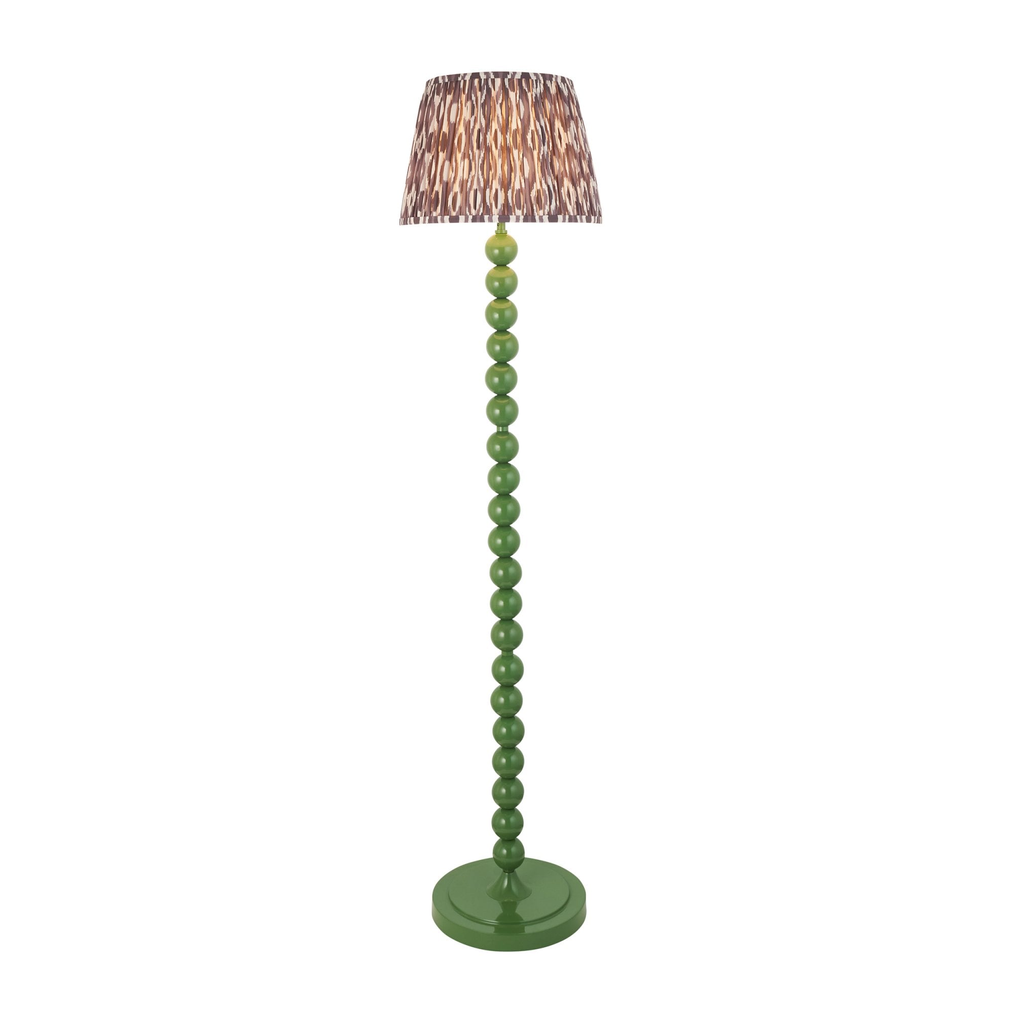 Endon Higgledy Gloss Cotswold Green Floor Lamp & Ikat 35cm Pearl Grey Shade