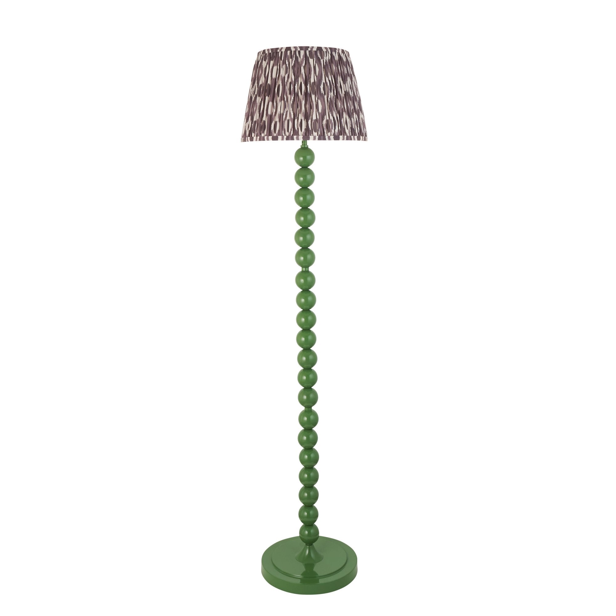 Endon Higgledy Gloss Cotswold Green Floor Lamp & Ikat 35cm Pearl Grey Shade