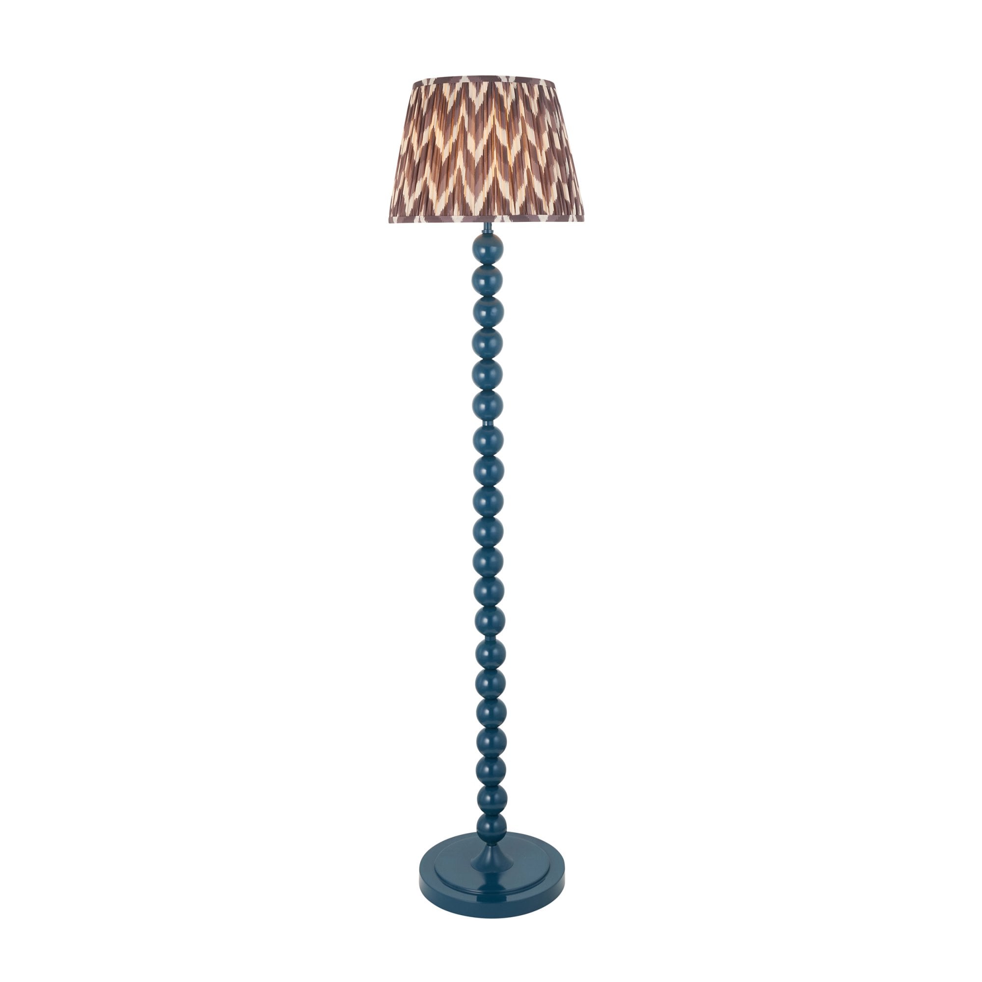 Endon Higgledy Gloss Marlin Blue Floor Lamp & Zigzag 35cm Pearl Grey Shade