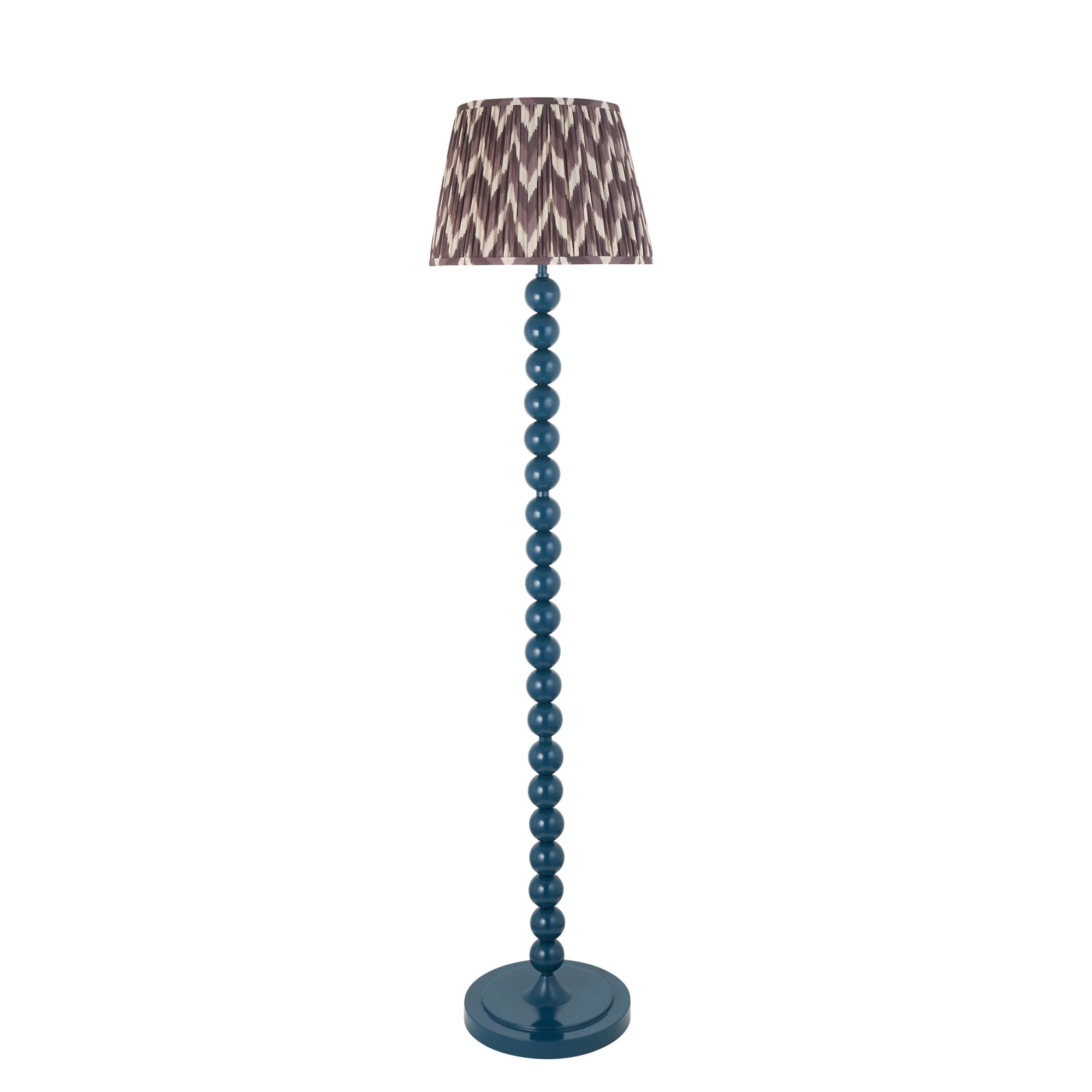 Endon Higgledy Gloss Marlin Blue Floor Lamp & Zigzag 35cm Pearl Grey Shade