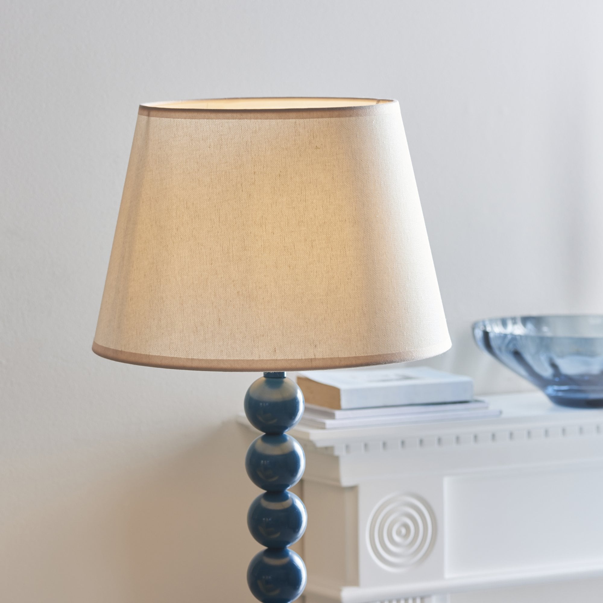 Endon Higgledy Gloss Marlin Blue Floor Lamp & Ivy 35cm Vintage White Shade