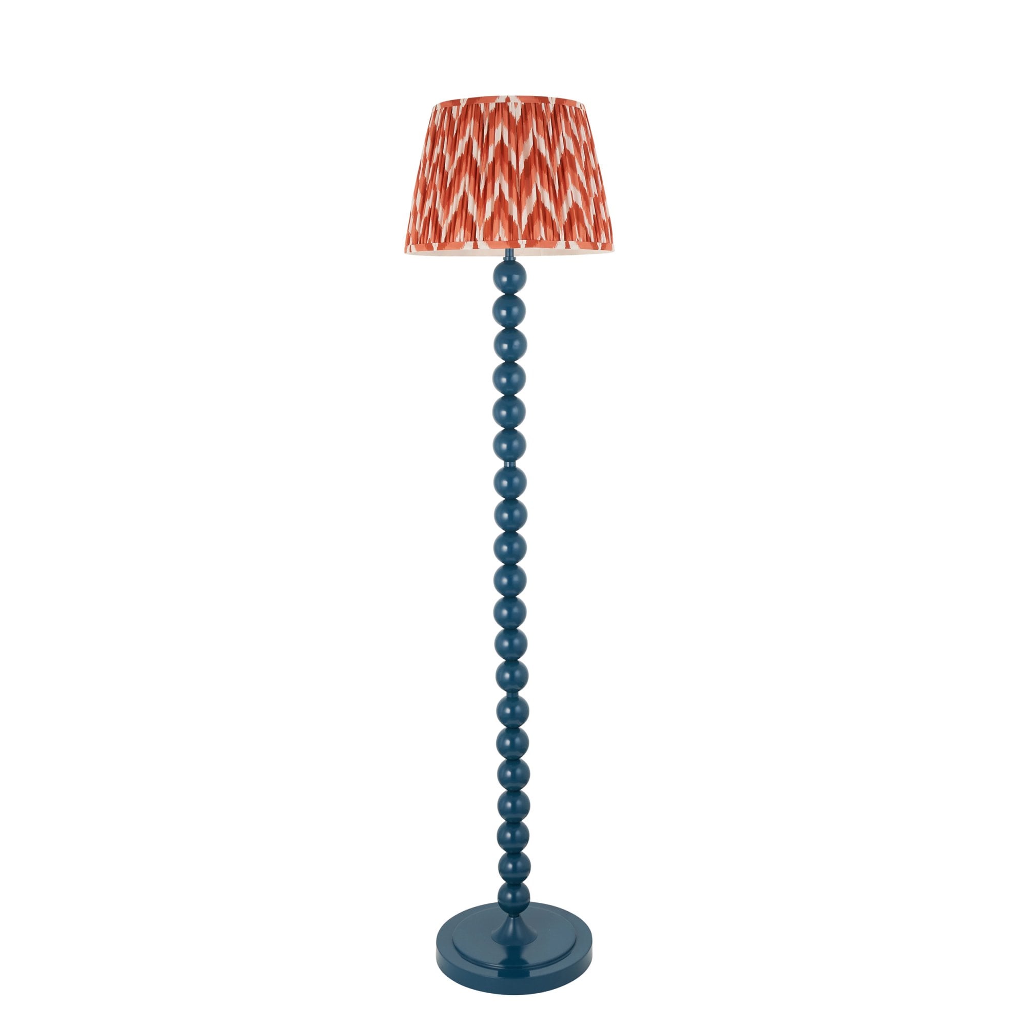 Endon Higgledy Gloss Marlin Blue Floor Lamp & Zigzag 35cm Apricot Orange Shade