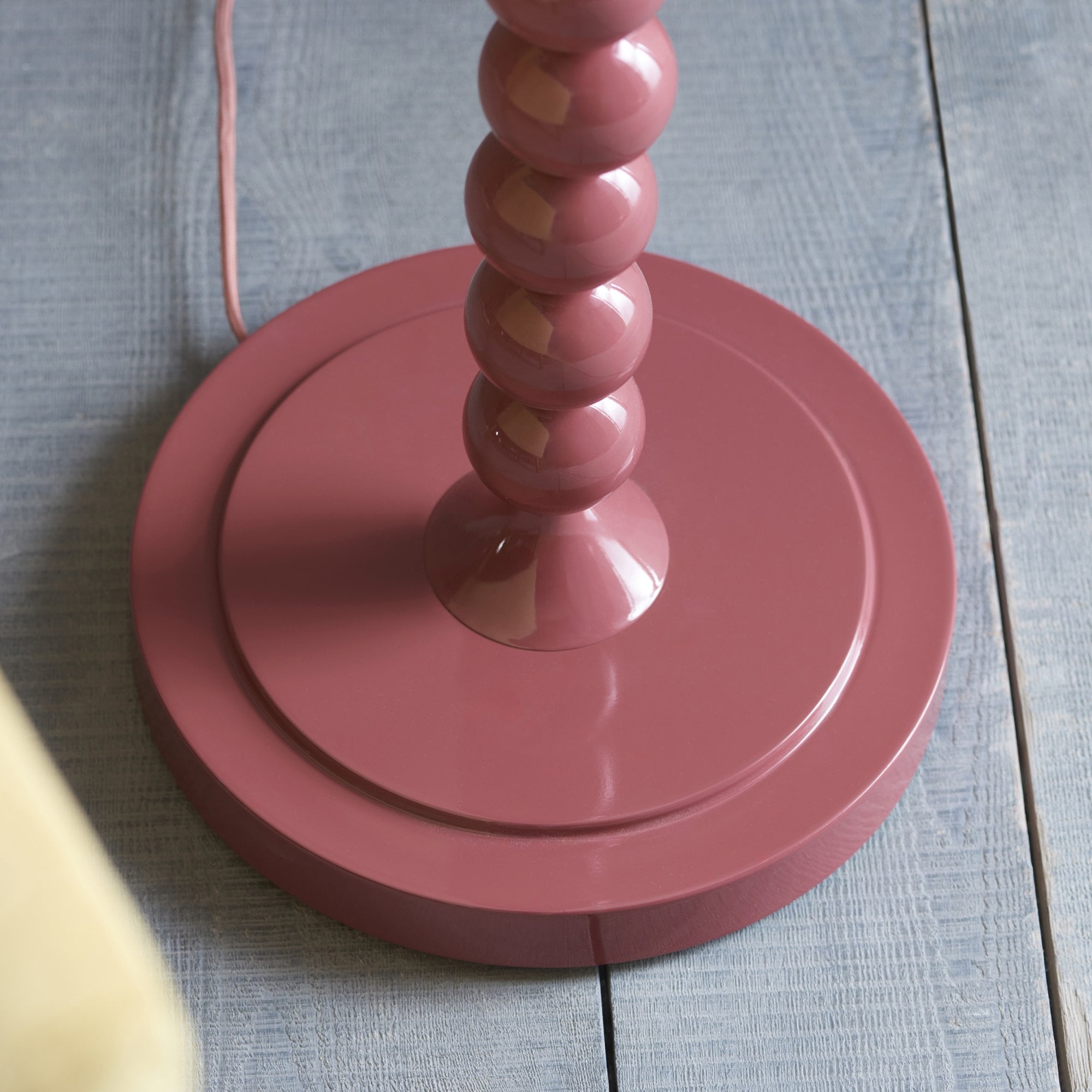 Endon Higgledy Gloss Pink Clay Floor Lamp & Ikat 35cm Coral Pink Shade