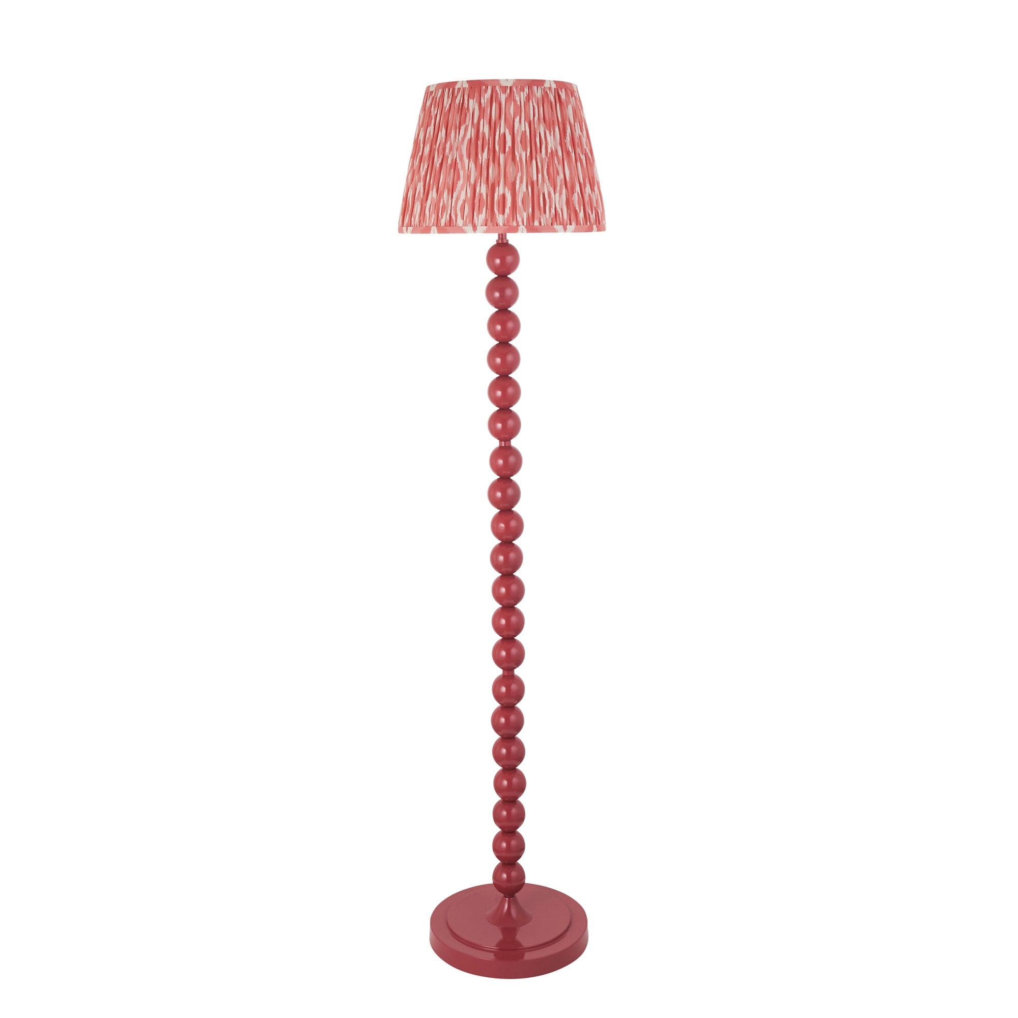 Endon Higgledy Gloss Pink Clay Floor Lamp & Ikat 35cm Coral Pink Shade