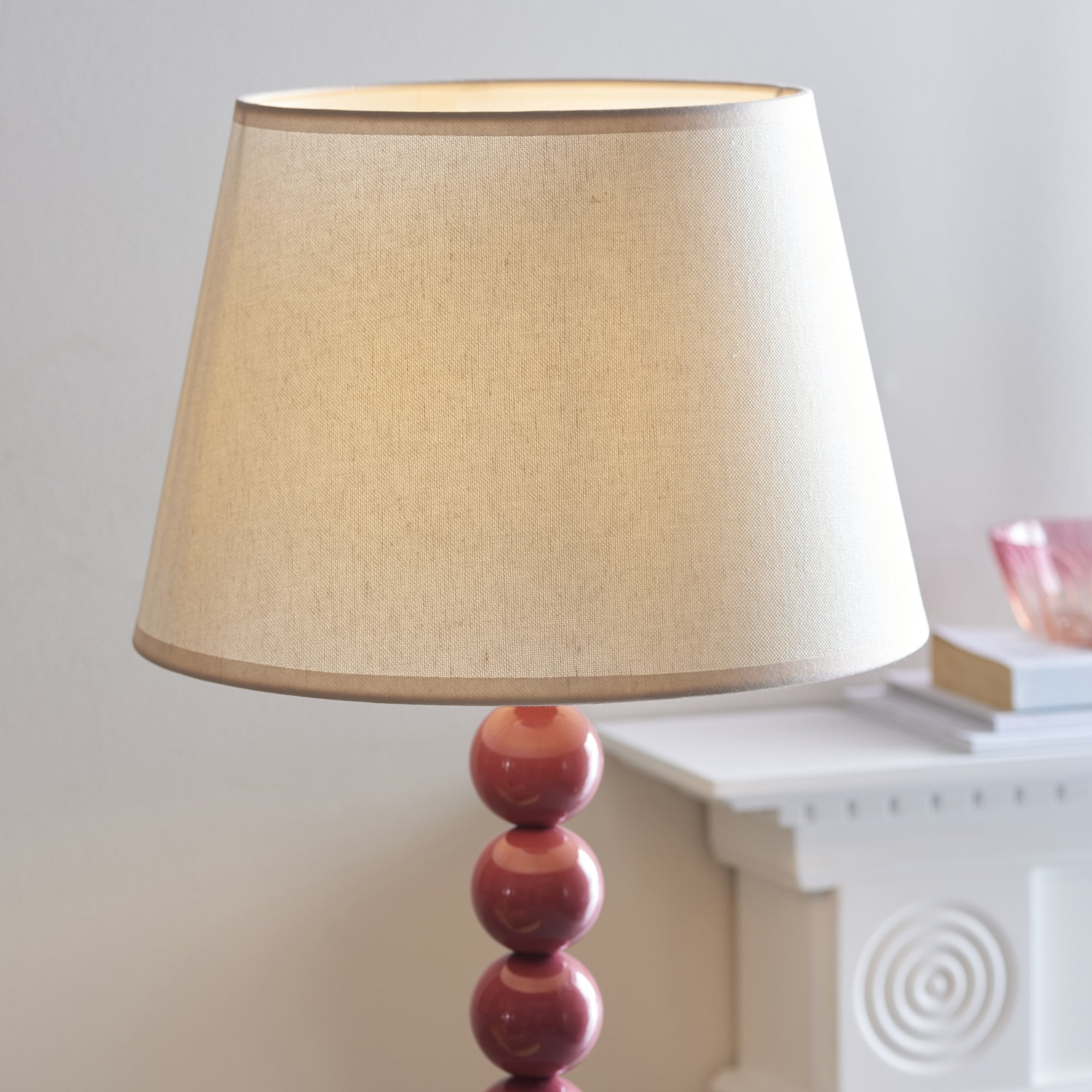 Endon Higgledy Floor Gloss Pink Clay Lamp & Ivy 35cm Vintage White Shade