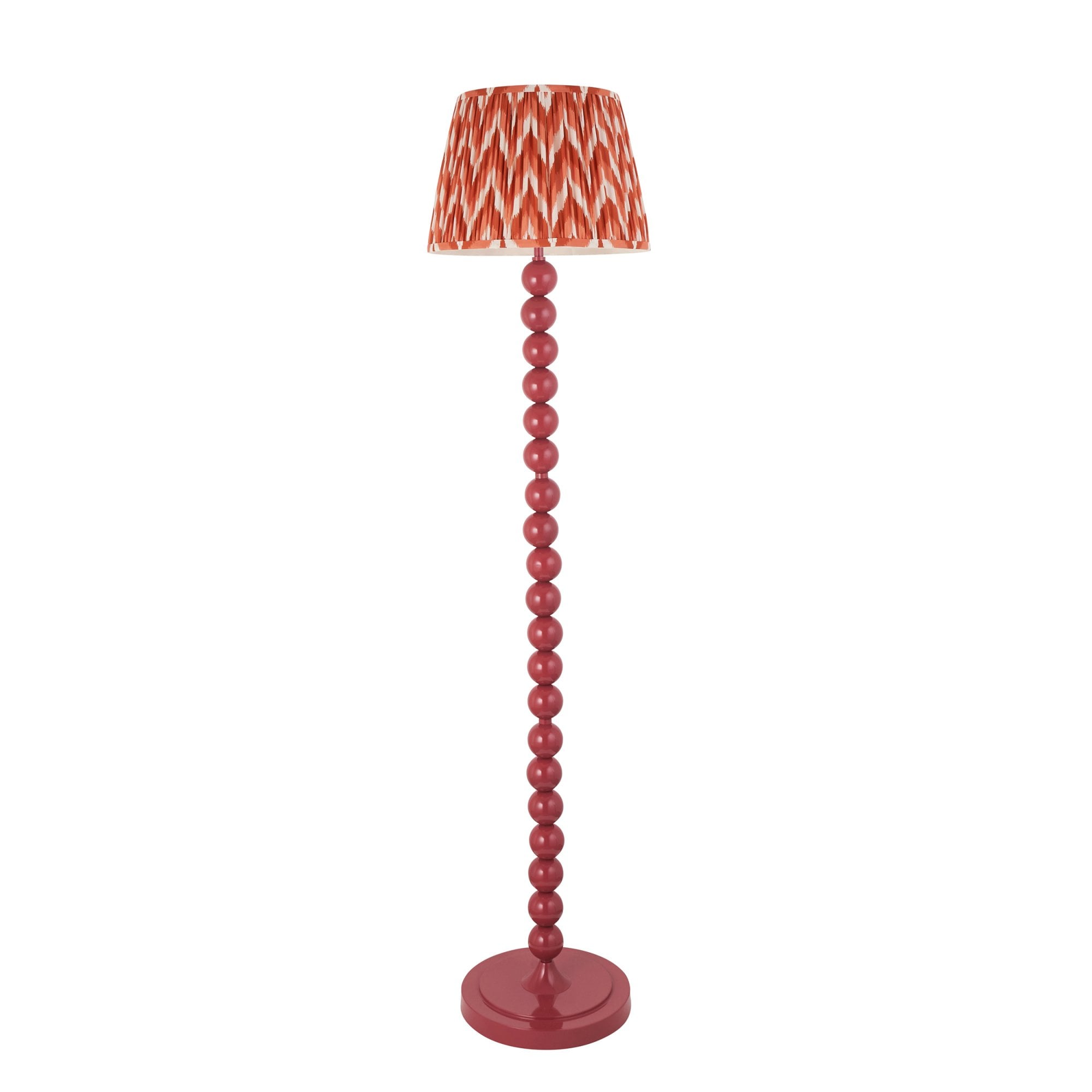 Endon Higgledy Gloss Pink Clay Floor Lamp & Zigzag 35cm Apricot Orange Shade