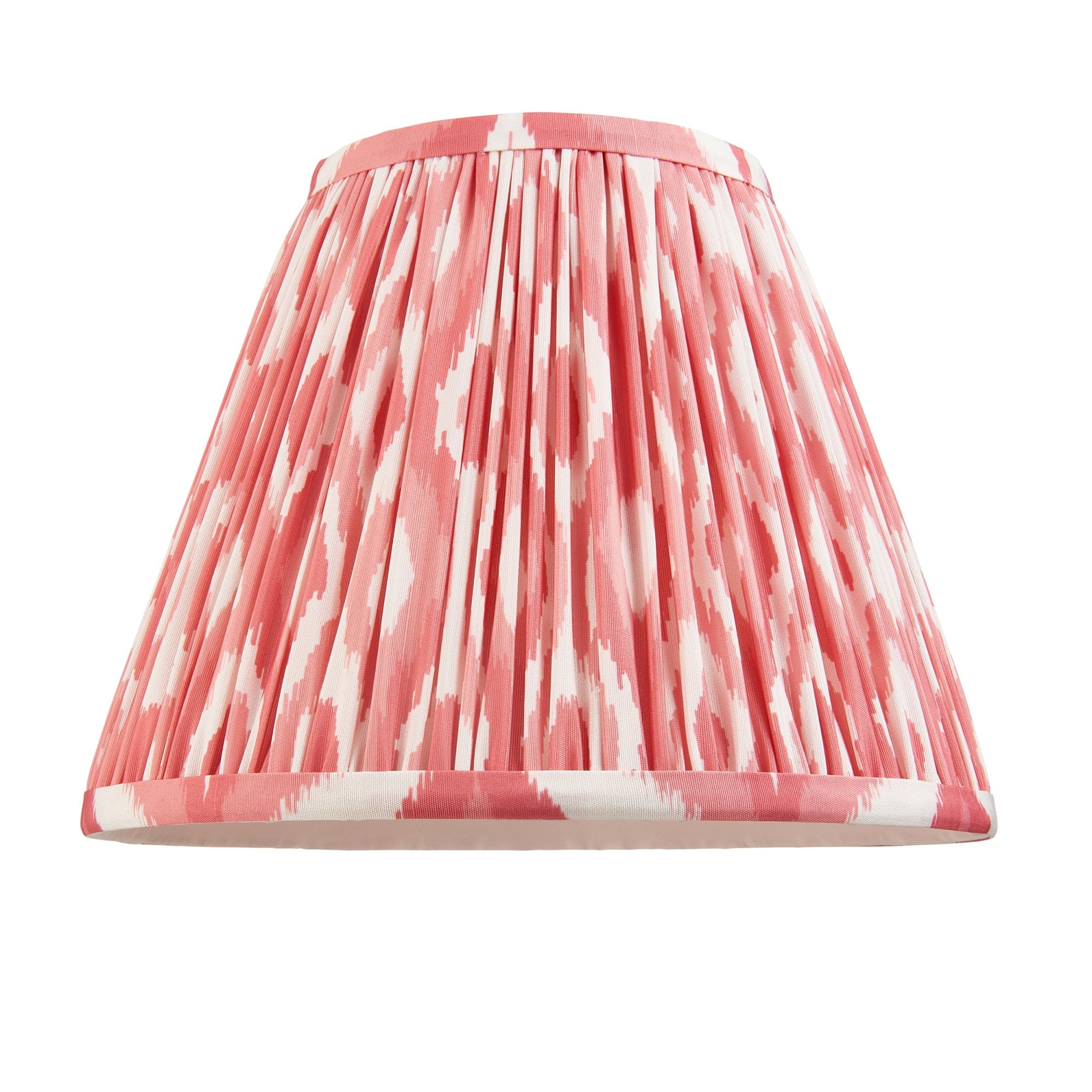 Endon Myrtle Gloss Almond White Table Lamp & Ikat 25cm Coral Pink Shade