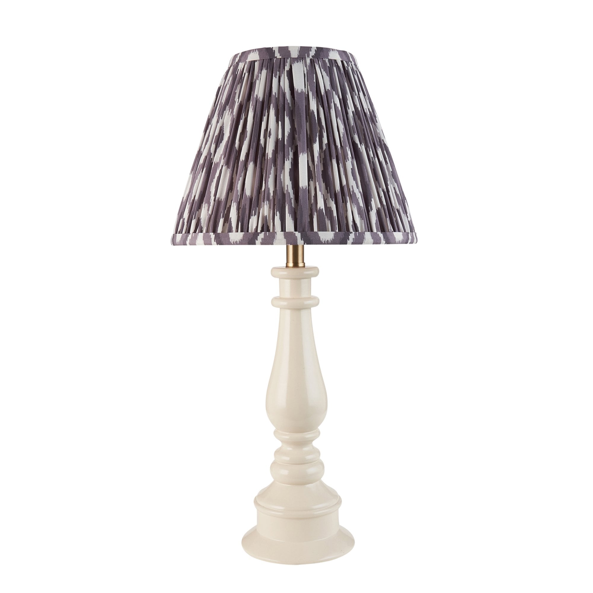 Endon Myrtle Gloss Almond White Table Lamp & Ikat 25cm Pearl Grey Shade