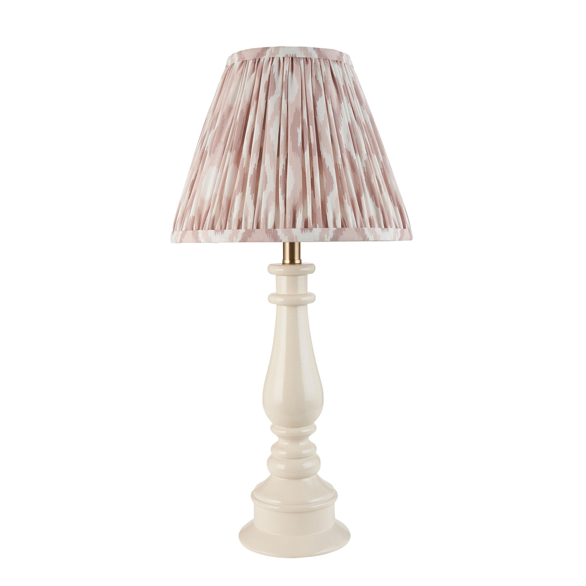 Endon Myrtle Gloss Almond White Table Lamp & Ikat 25cm Neutral Shade