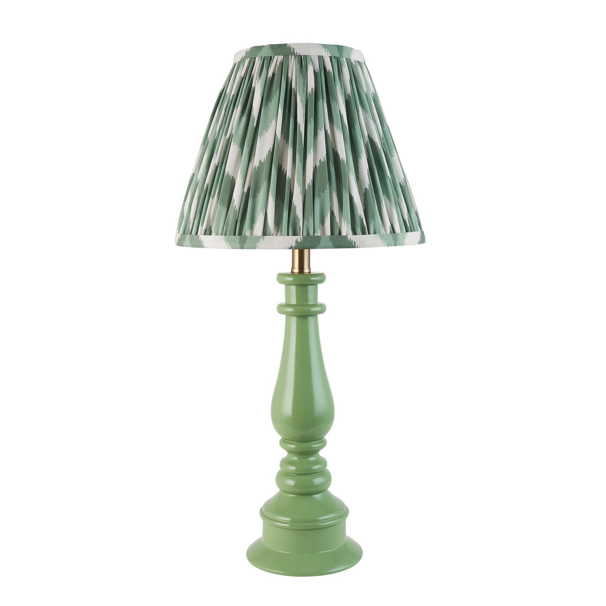 Endon Myrtle Gloss Cotswold Green Table Lamp & Zigzag 25cm Cotswold Green Shade