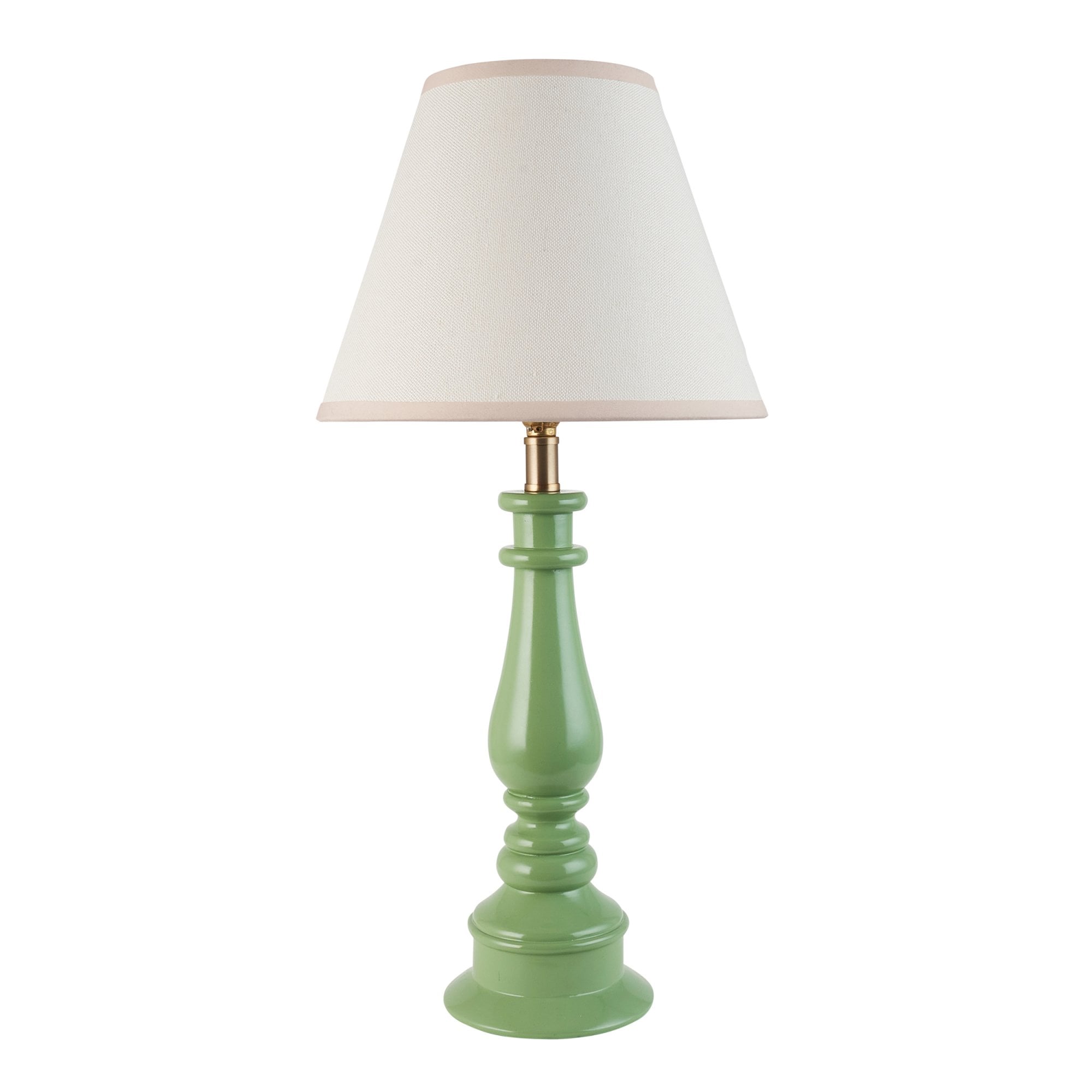 Endon Myrtle Gloss Cotswold Green Table Lamp & Ivy 25cm Vintage White Shade