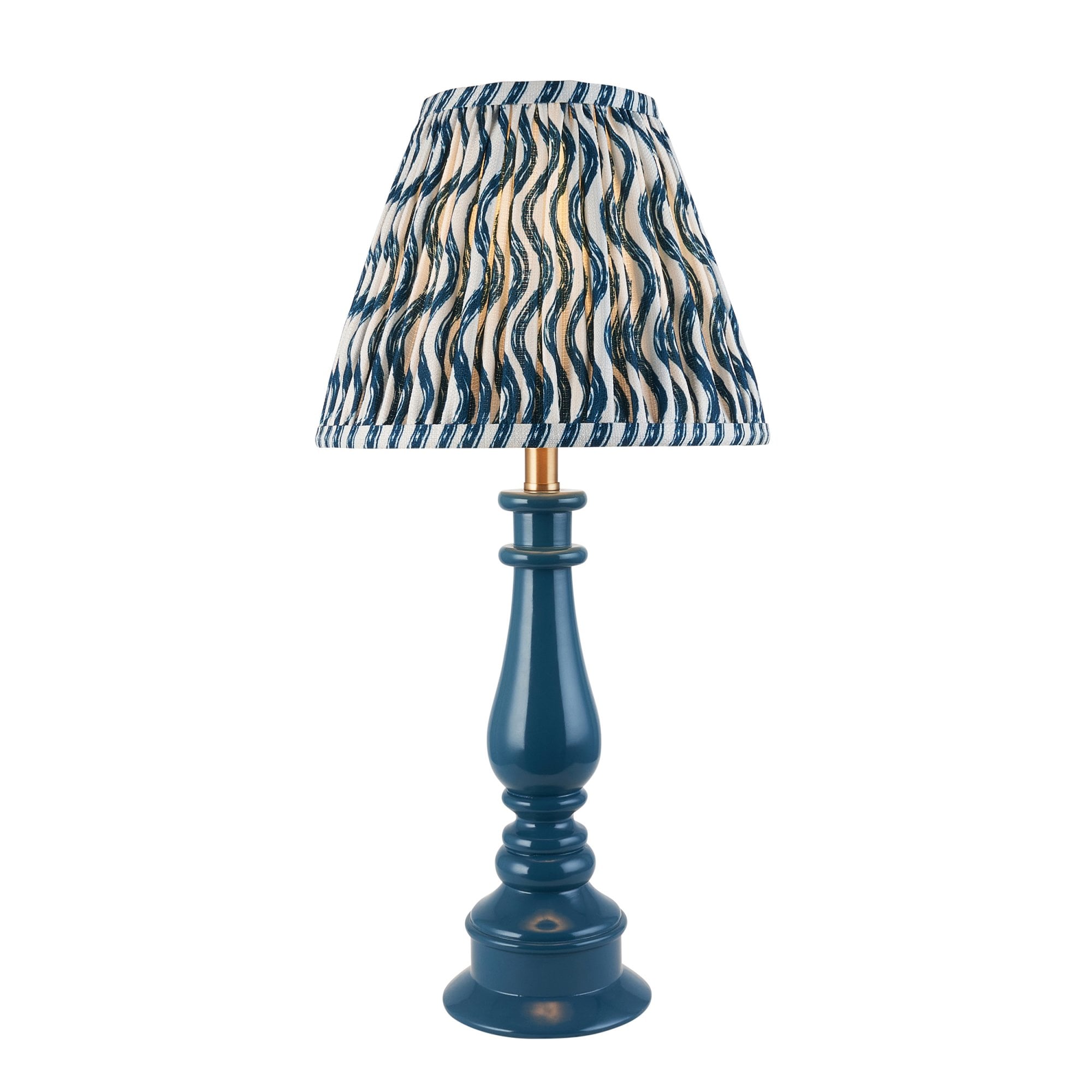 Endon Myrtle Gloss Marlin Blue Table Lamp & Ripple 25cm Marlin Blue Shade