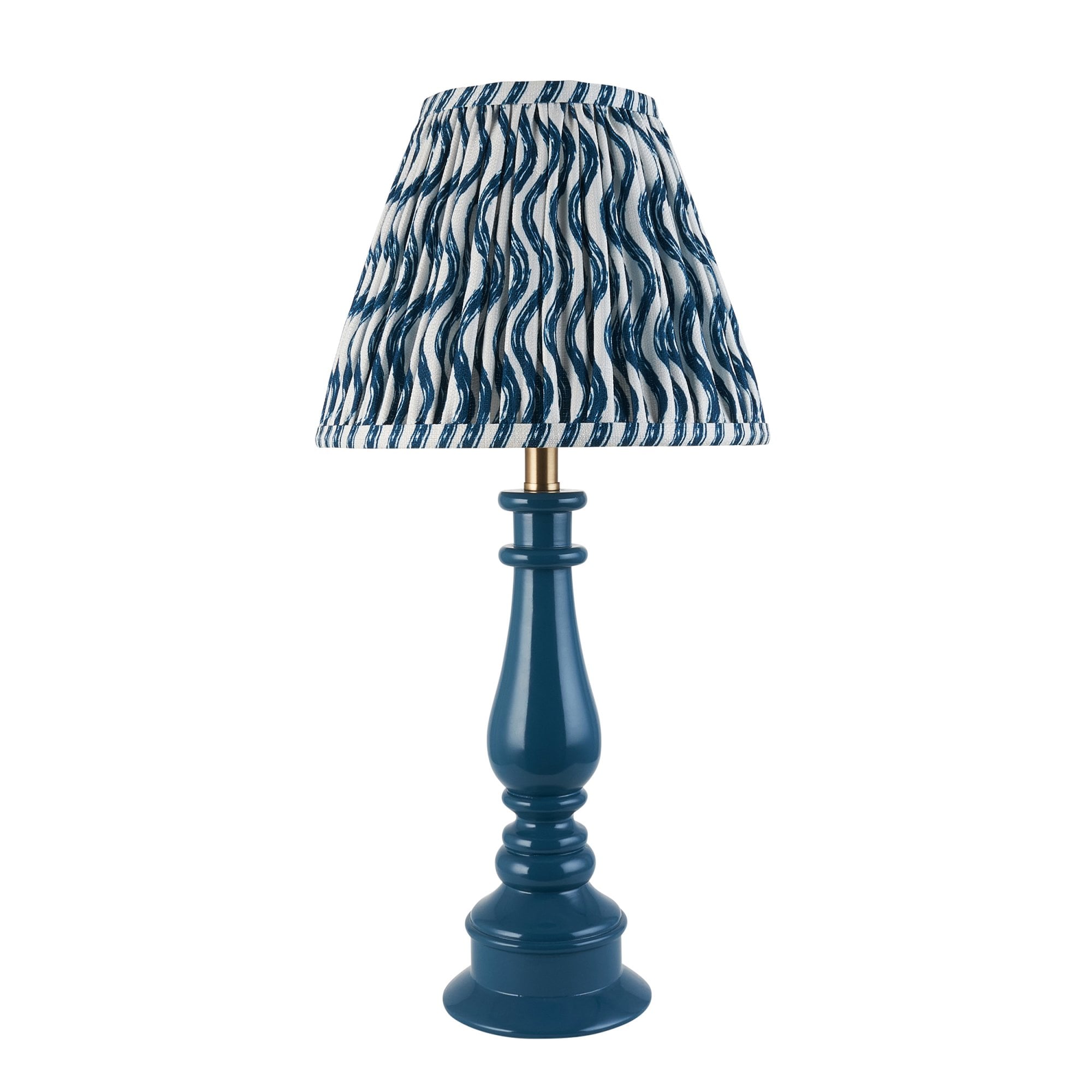 Endon Myrtle Gloss Marlin Blue Table Lamp & Ripple 25cm Marlin Blue Shade