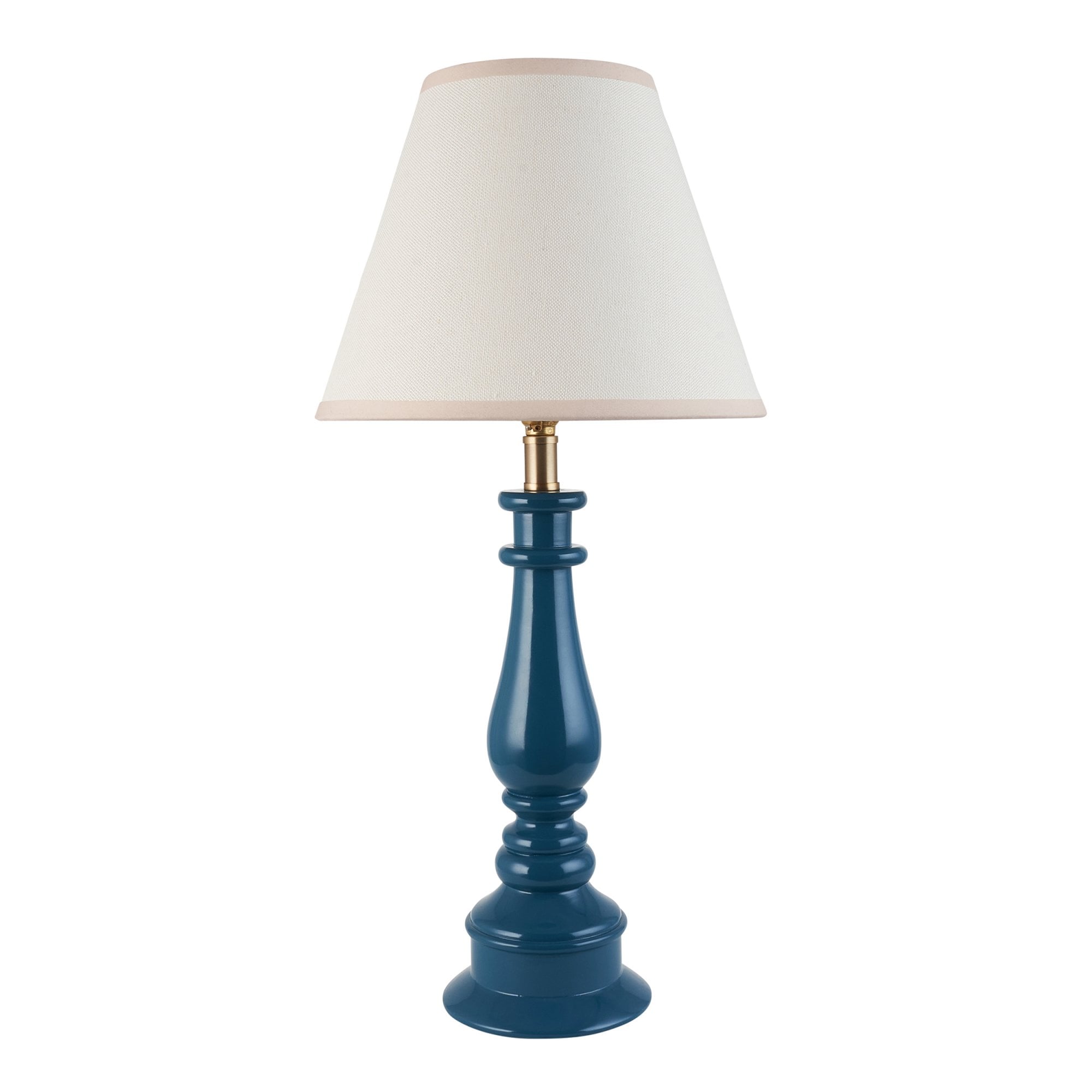 Endon Myrtle Gloss Marlin Blue Table Lamp & Ivy 25cm Vintage White Shade