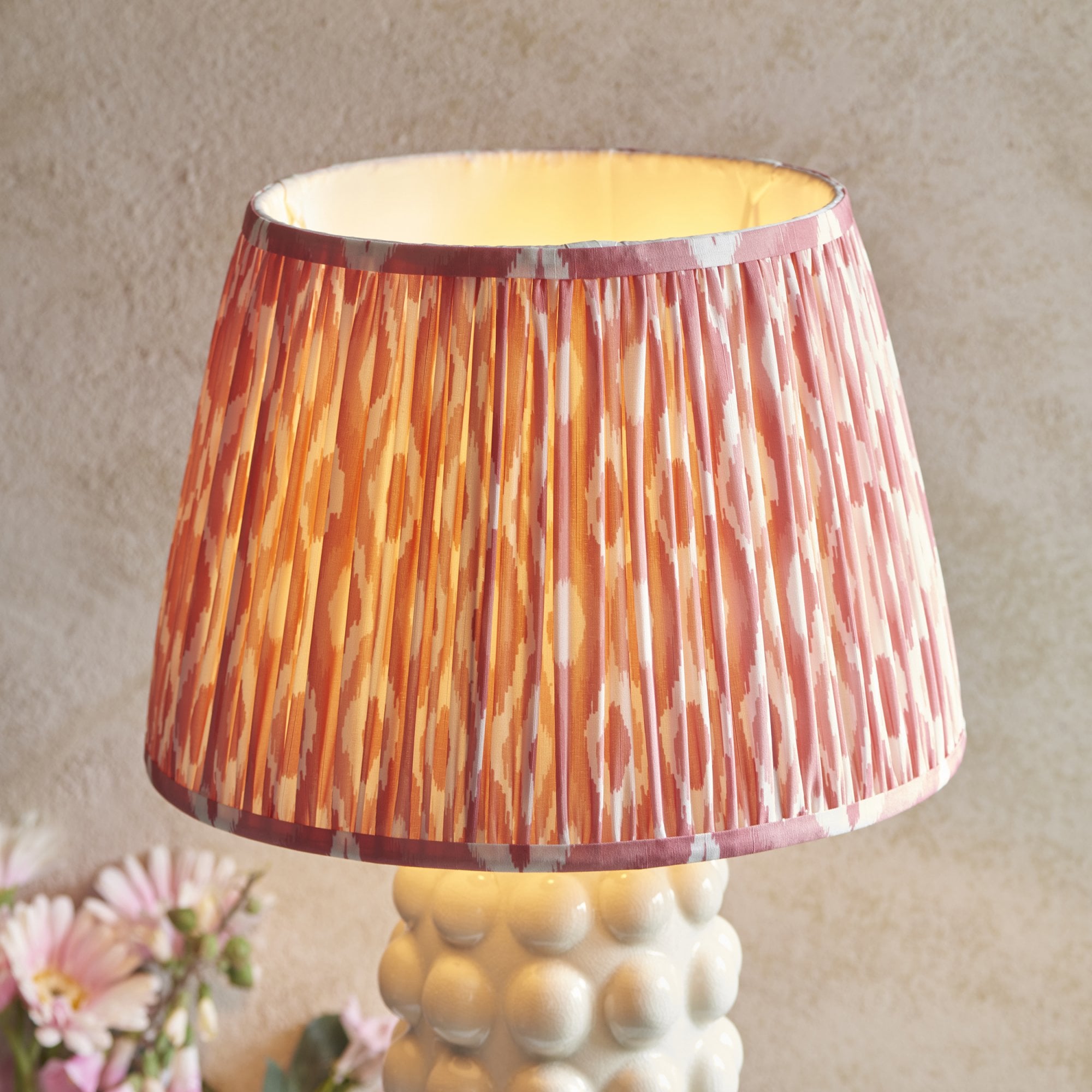 Endon Bobble Table Lamp & Ikat 35cm Coral Pink Shade