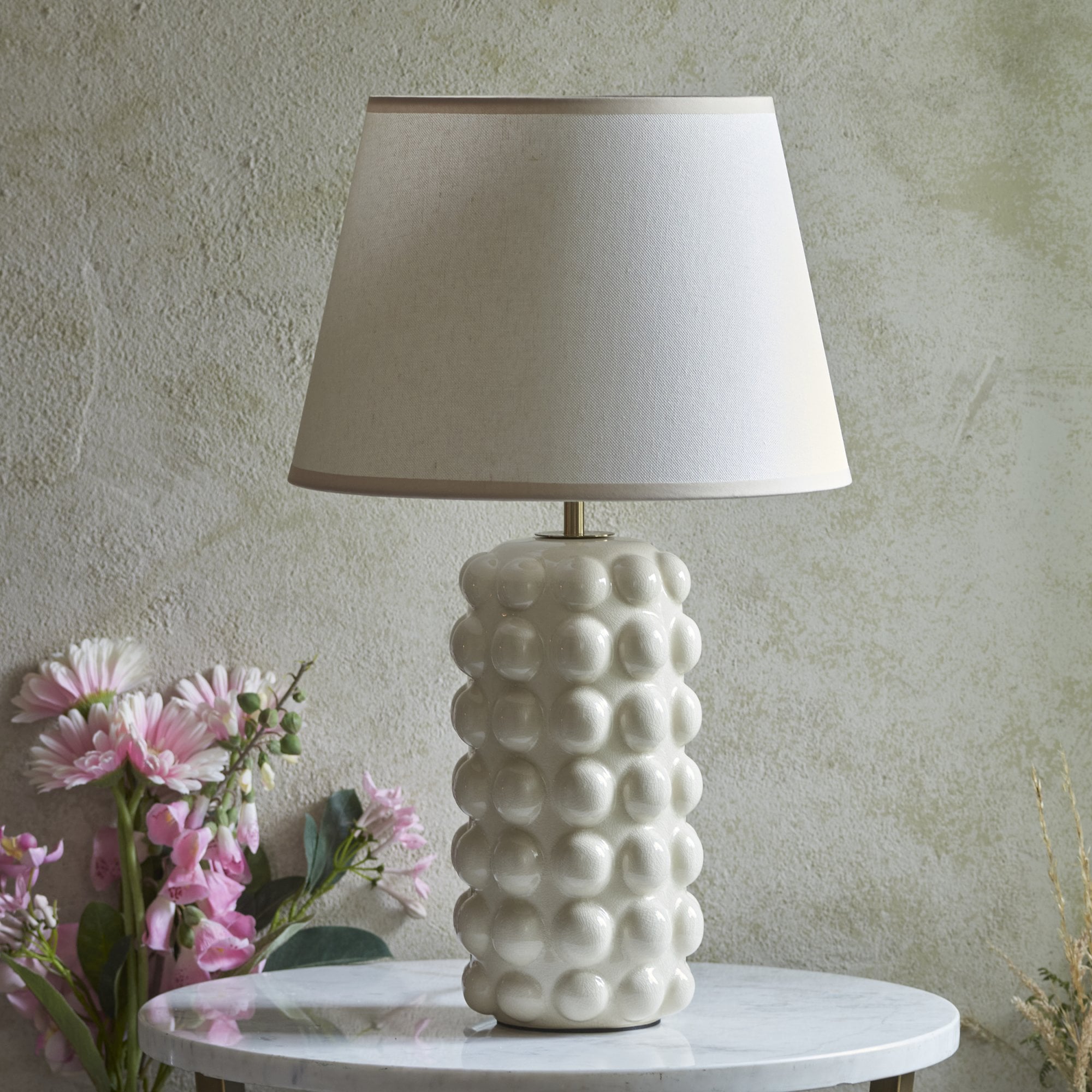 Endon Bobble Table Lamp & Ivy 35cm Vintage White Shade