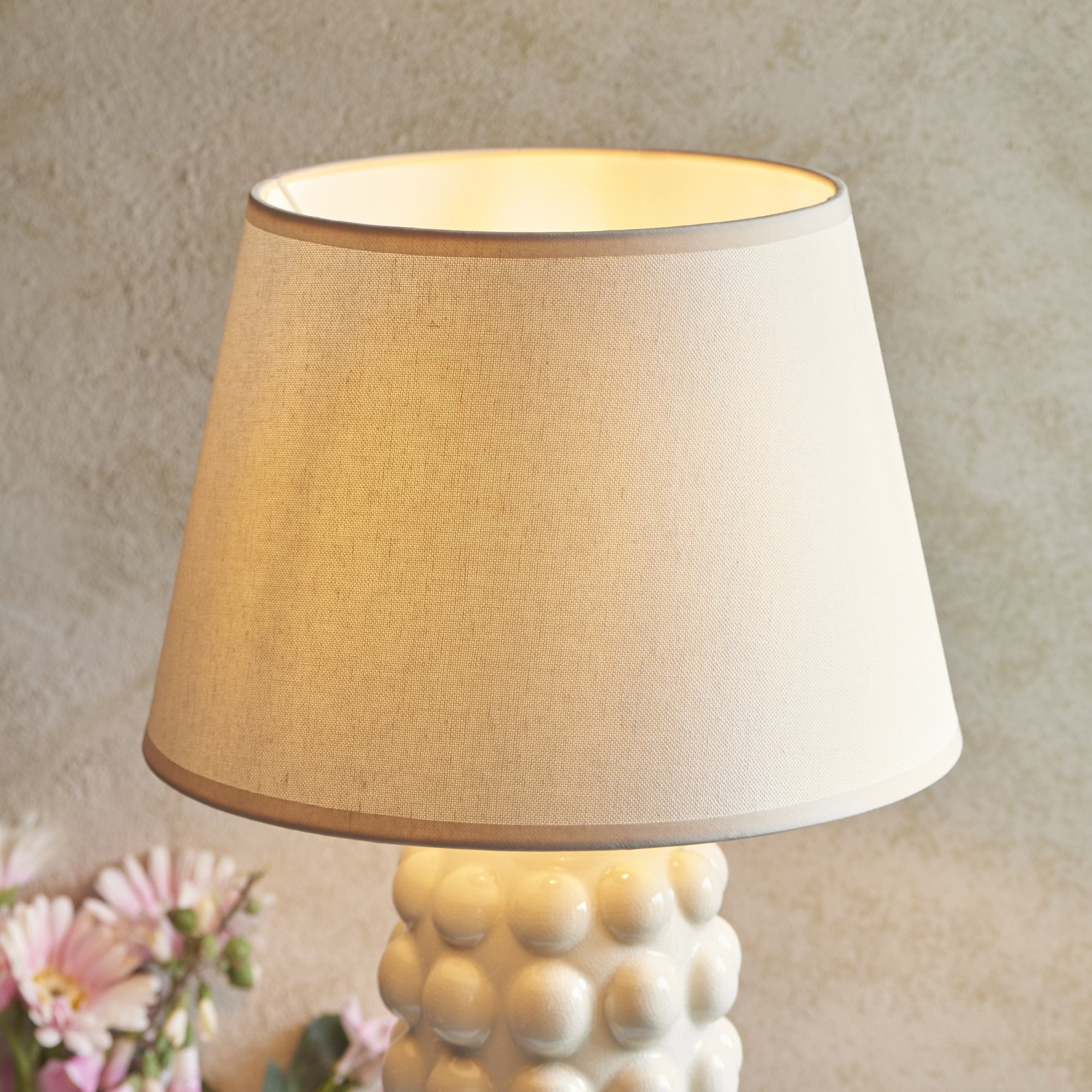 Endon Bobble Table Lamp & Ivy 35cm Vintage White Shade