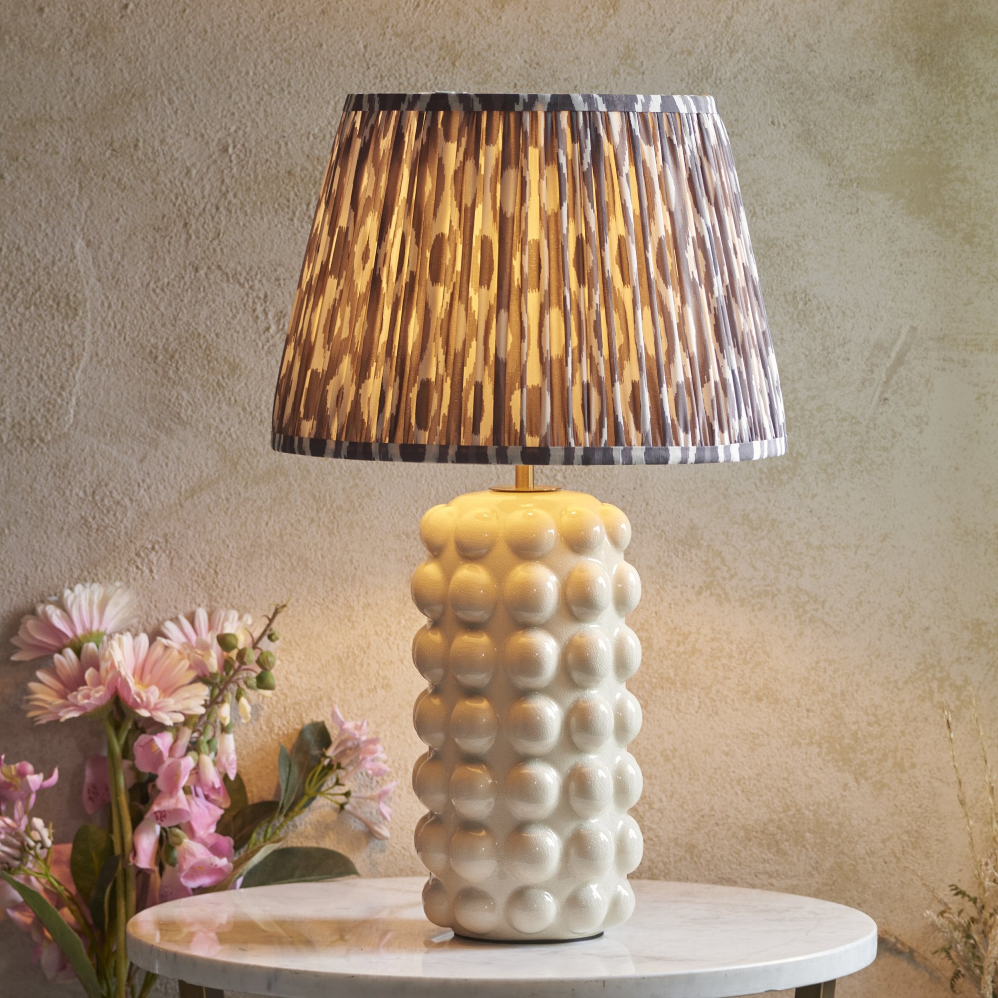 Endon Bobble Table Lamp & Ikat 35cm Pearl Grey Shade