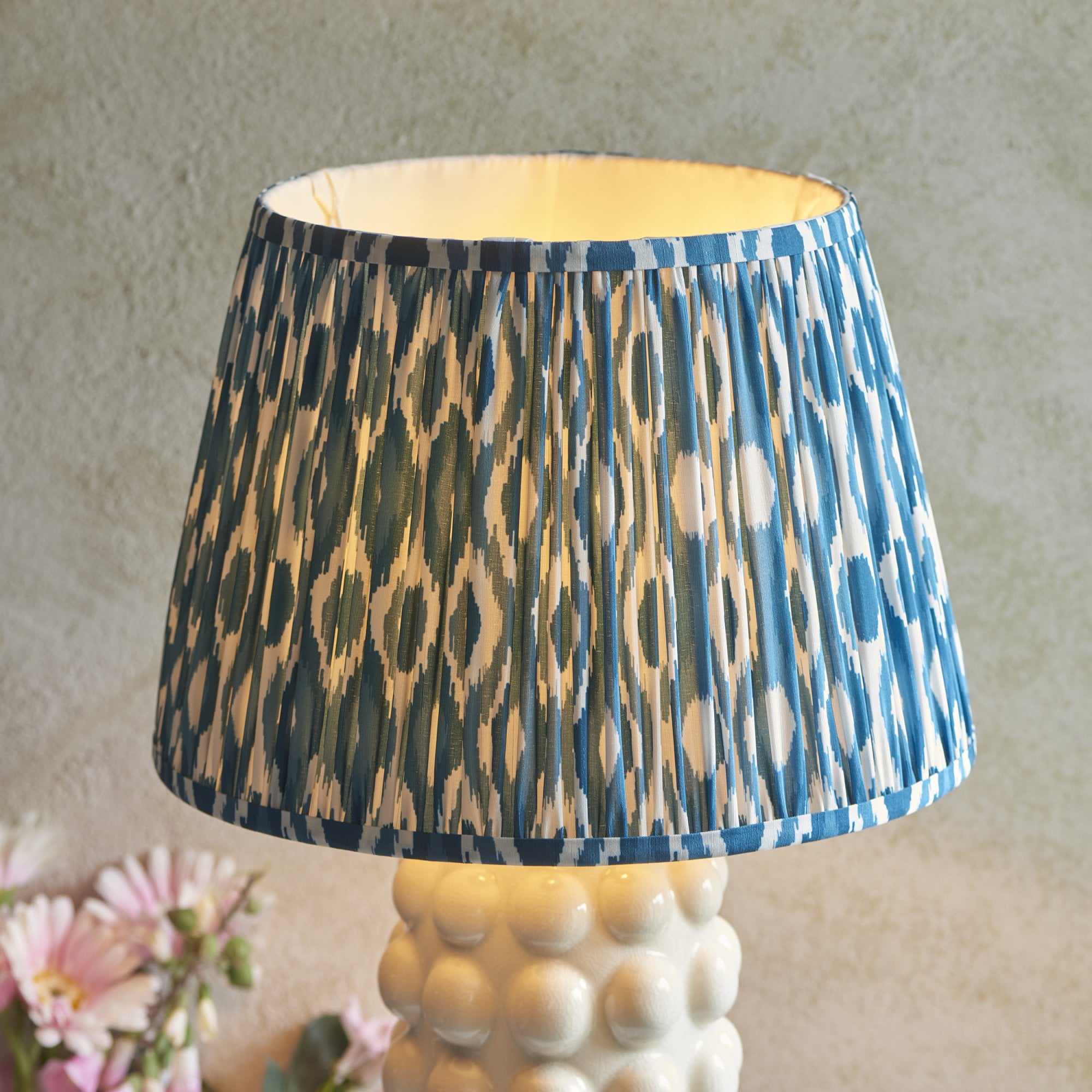 Endon Bobble Table Lamp & Ikat 35cm Marlin Blue Shade