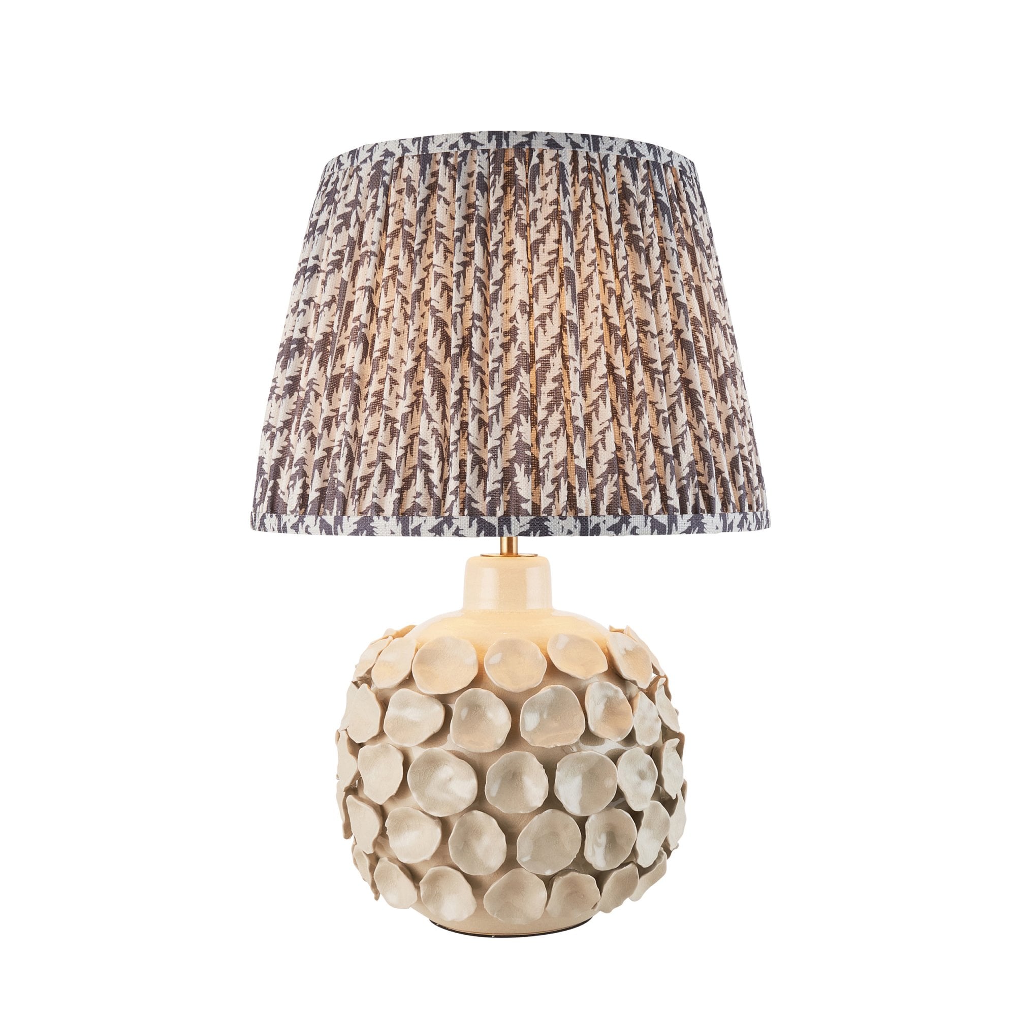 Endon Borello Table Lamp & Leaf 35cm Pearl Grey Shade