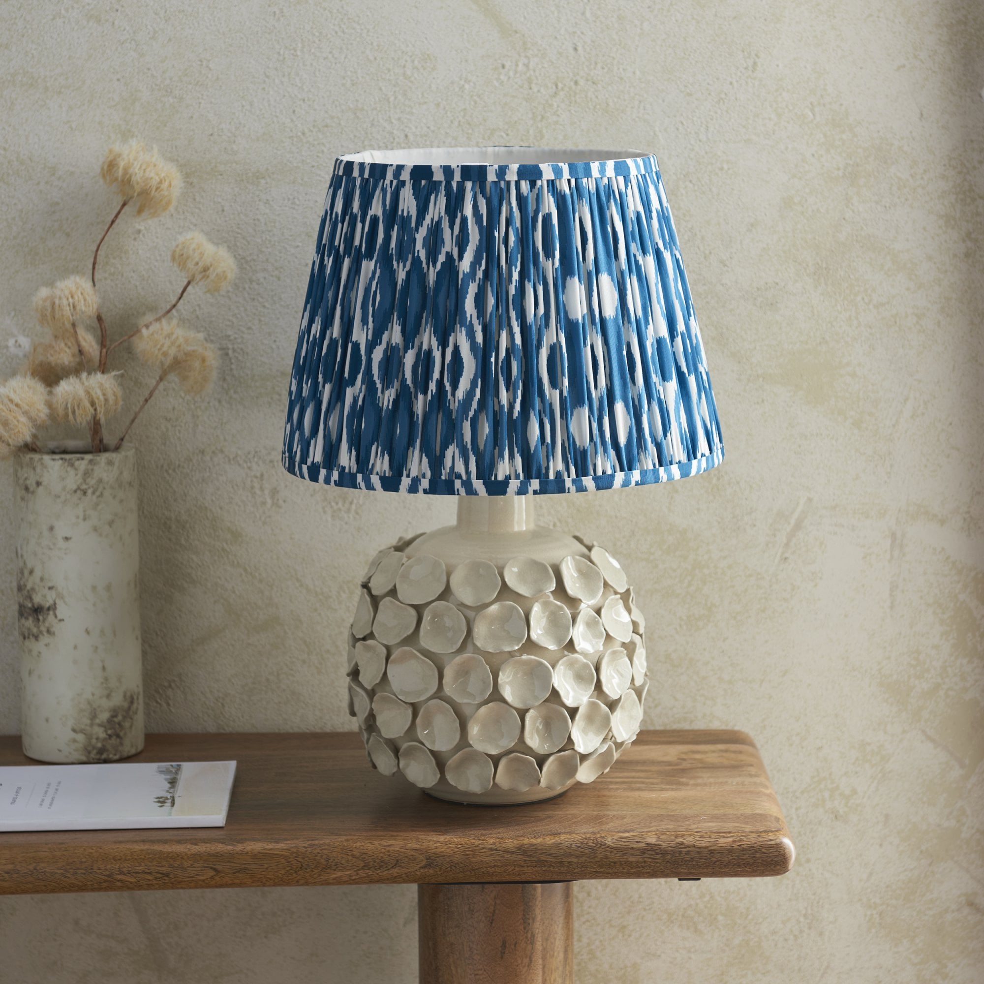 Endon Borello Table Lamp & Ikat 35cm Marlin Blue Shade