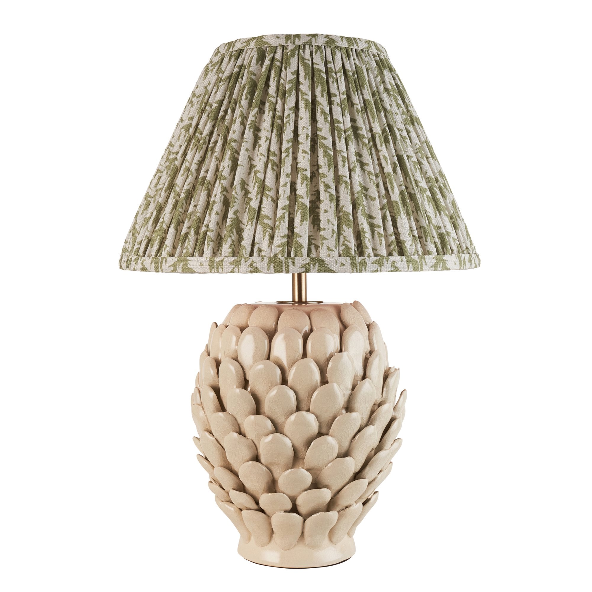 Endon Layered Leaf Ivory Crackle Glaze Ceramic Table Lamp & Leaf 30cm Herb Garden Green Shade