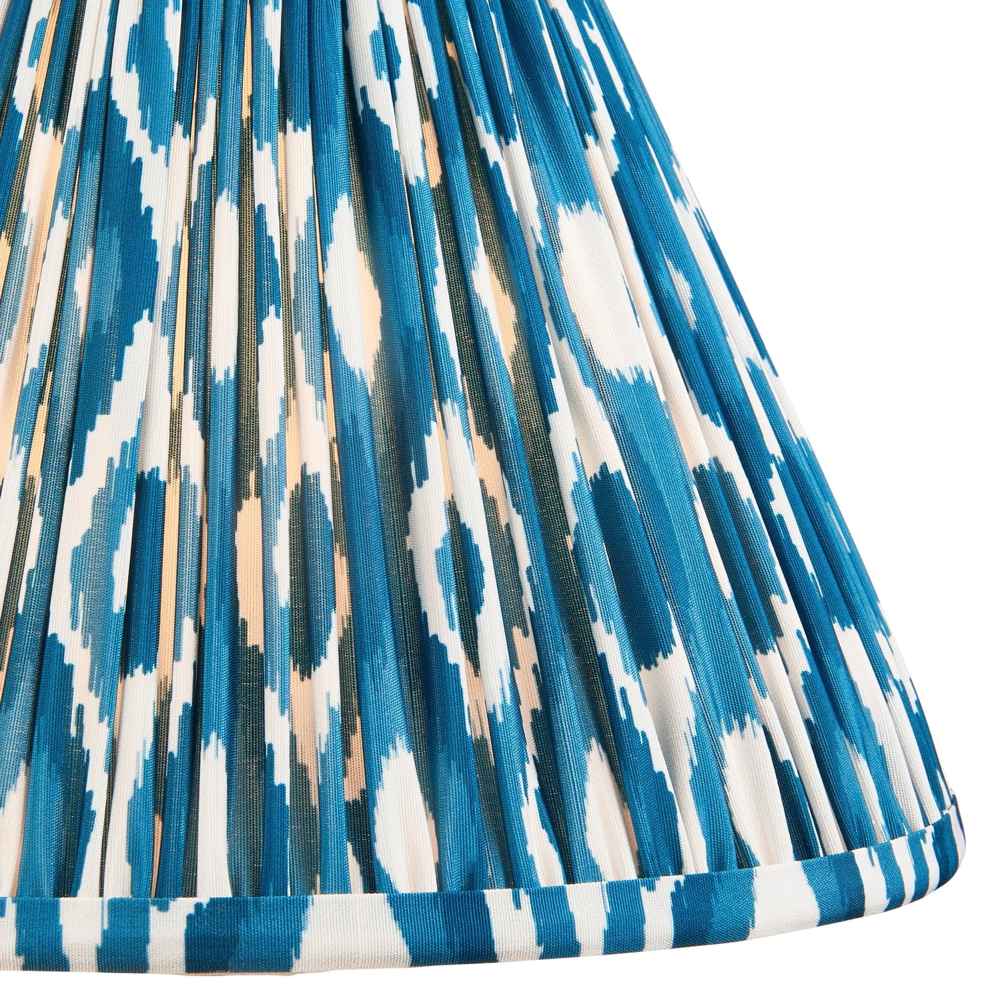 Endon Layered Leaf Ivory Crackle Glaze Ceramic Table Lamp & Ikat 30cm Marlin Blue Shade