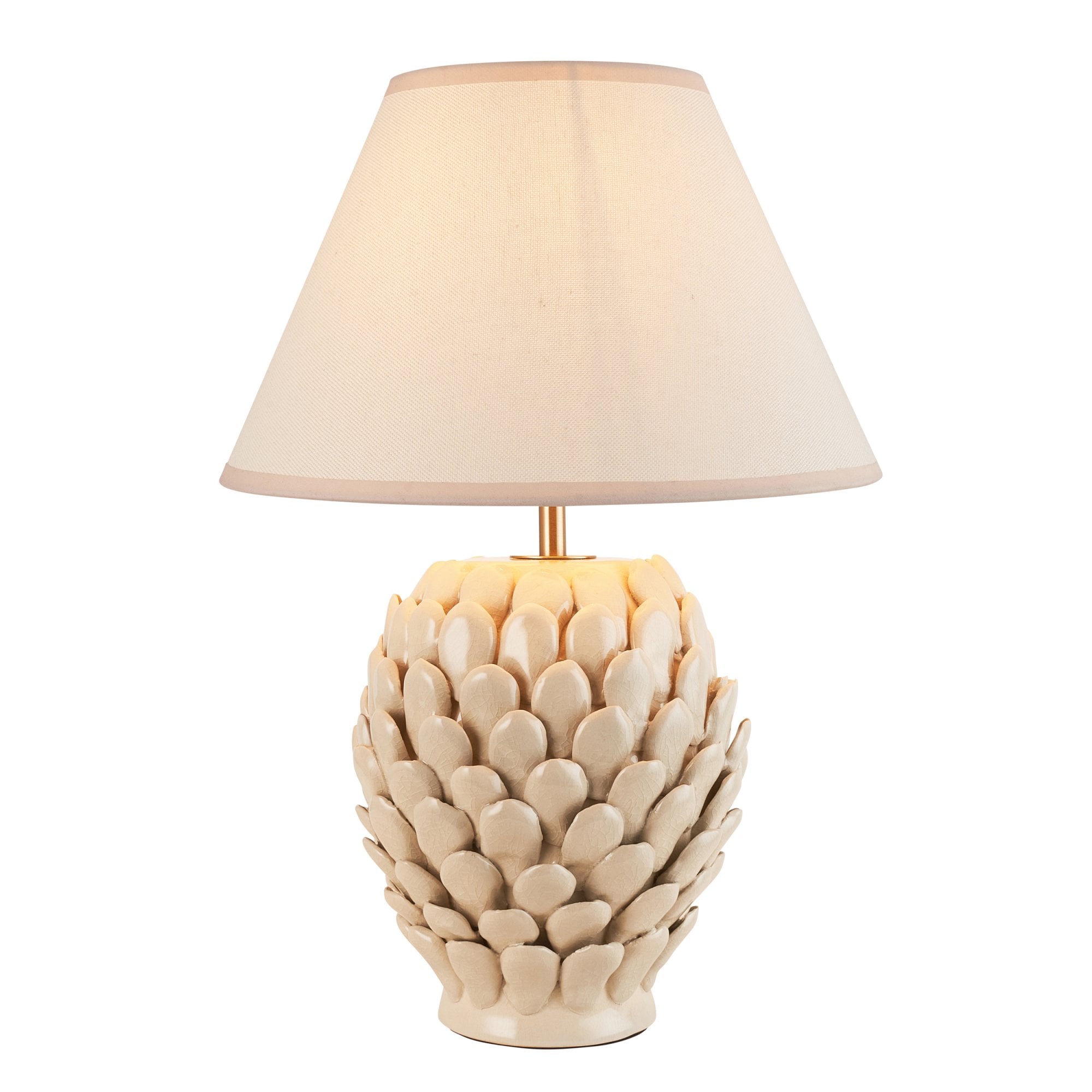 Endon Layered Leaf Ivory Crackle Glaze Ceramic Table Lamp & Ivy 30cm Vintage White Shade