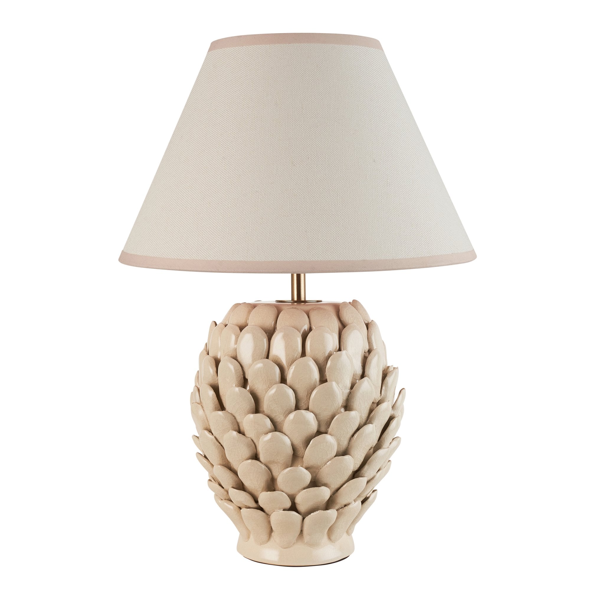 Endon Layered Leaf Ivory Crackle Glaze Ceramic Table Lamp & Ivy 30cm Vintage White Shade