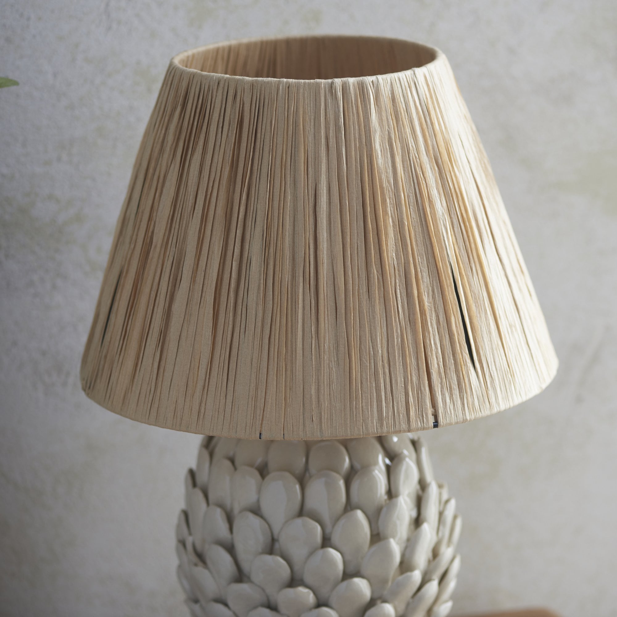 Endon Layered Leaf Table Lamp & Raffia 30cm Natural Raffia Shade