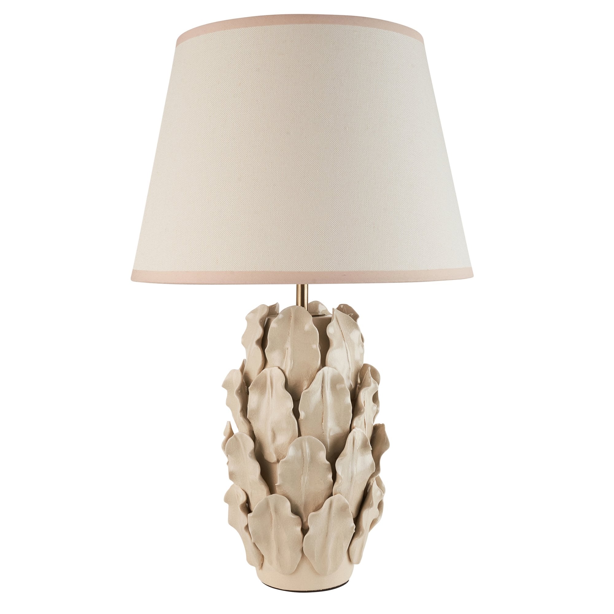 Endon Layered Ivory Crackle Glaze Ceramic Leaf Table Lamp & Ivy 35cm Vintage White Shade