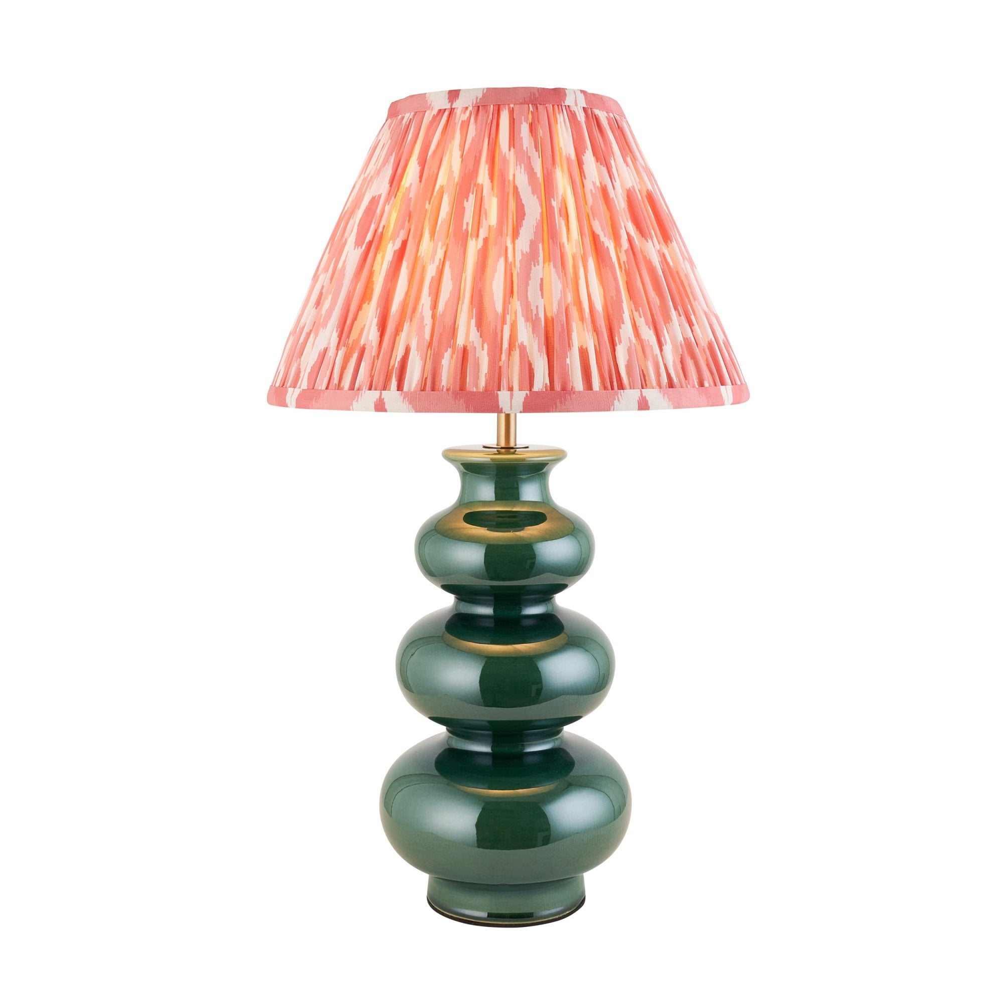 Endon Monroe Table Lamp & Ikat 30cm Coral Pink Shade