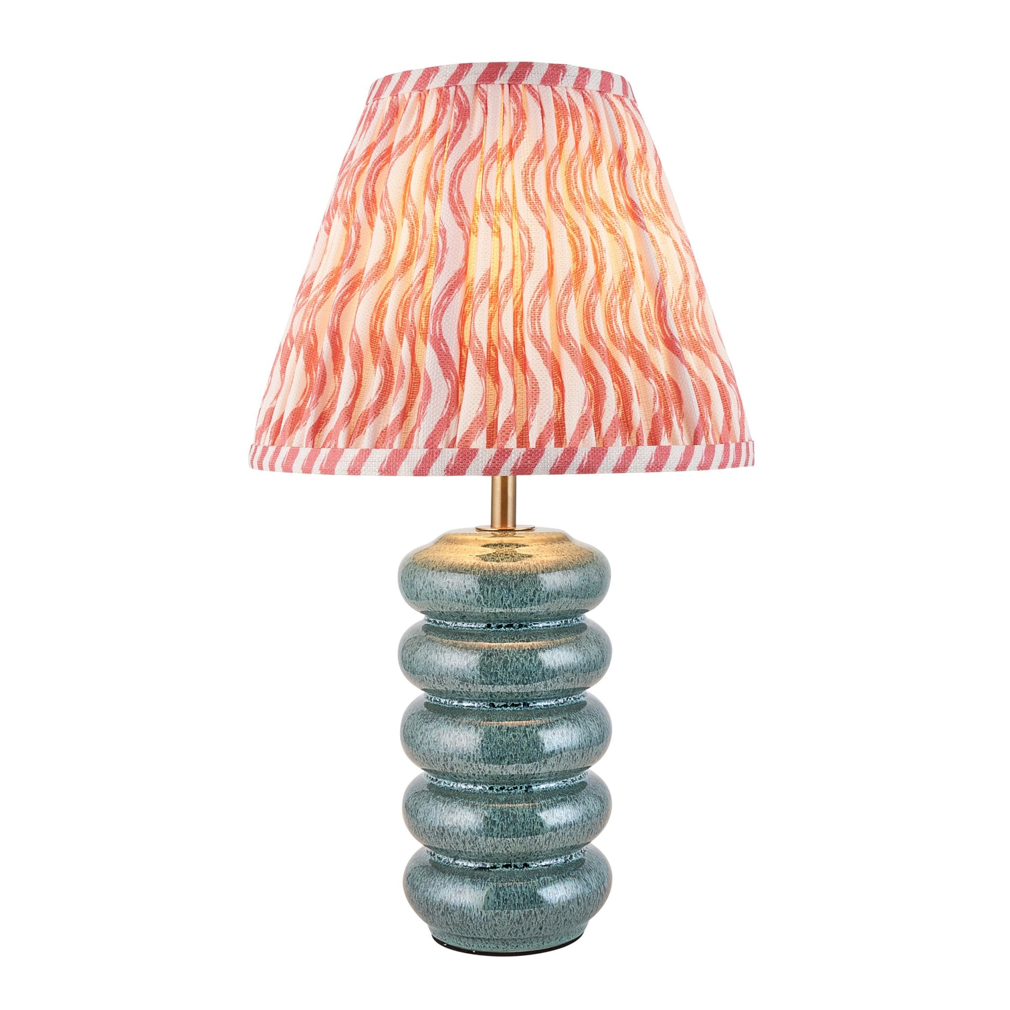 Endon Squash Table Lamp & Ripple 25cm Coral Pink Shade
