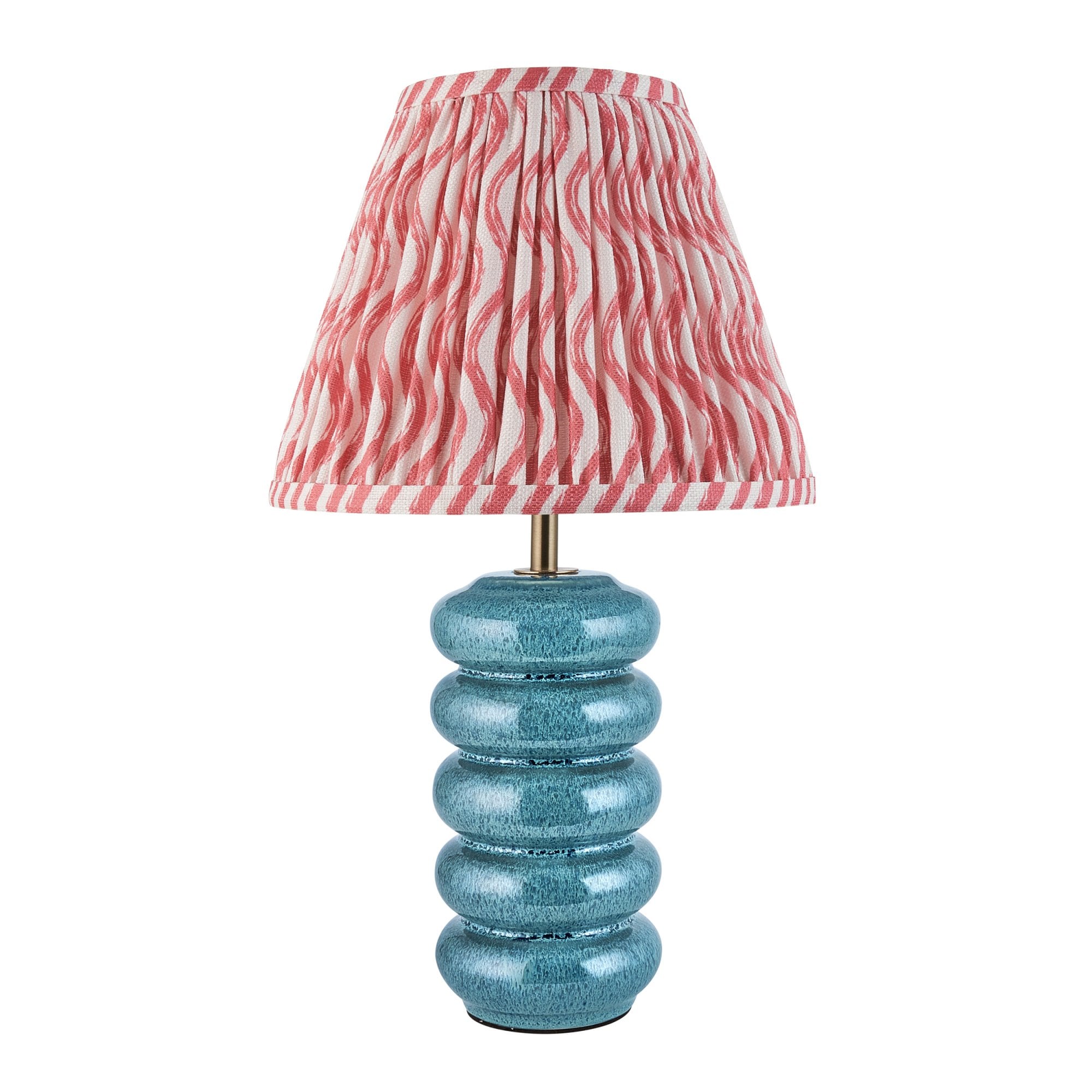 Endon Squash Table Lamp & Ripple 25cm Coral Pink Shade