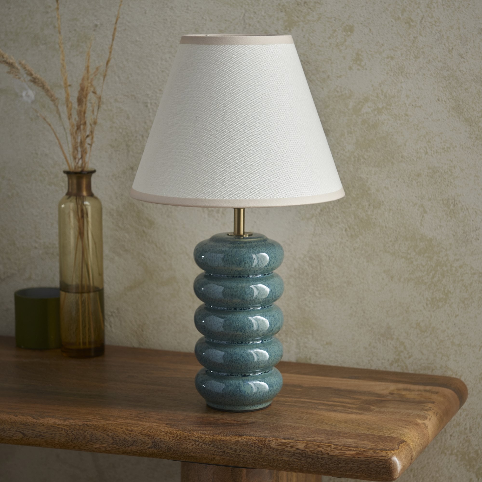 Endon Squash Table Lamp & Ivy 25cm Vintage White Shade