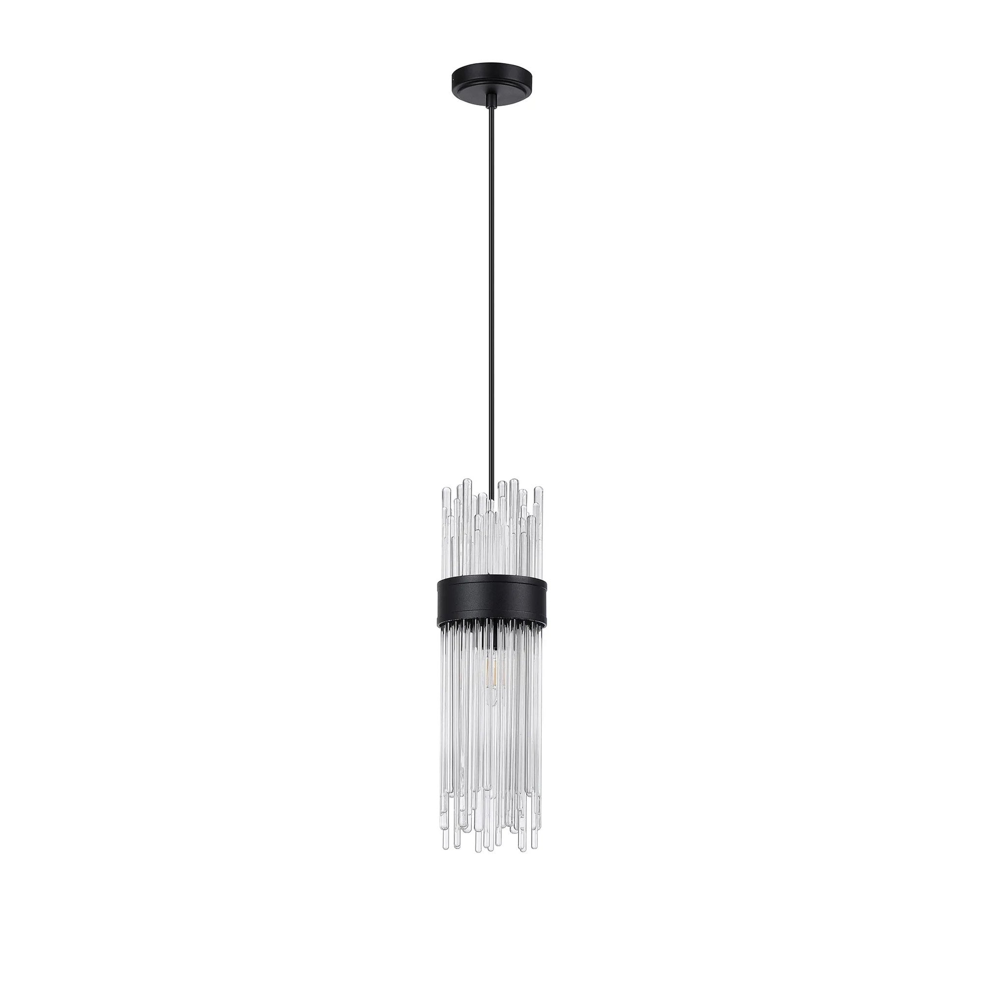 Fabula Portsea 12.5cm Single Pendant IP44 - Satin Black & Clear Glass