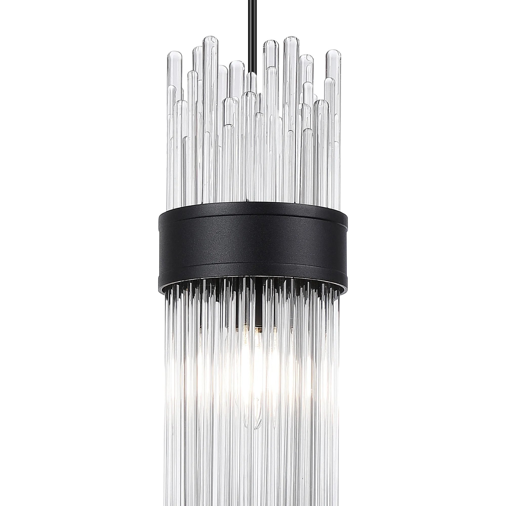 Fabula Portsea 12.5cm Single Pendant IP44 - Satin Black & Clear Glass